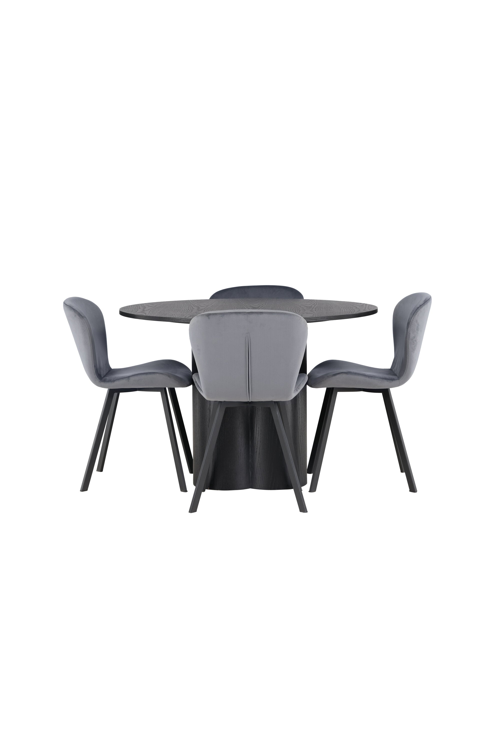 Olivia Esszimmerset + Lilja ⌀110cm/4St. in Schwarzgrau präsentiert im Onlineshop von KAQTU Design AG. Esszimmerset ist von Venture Home