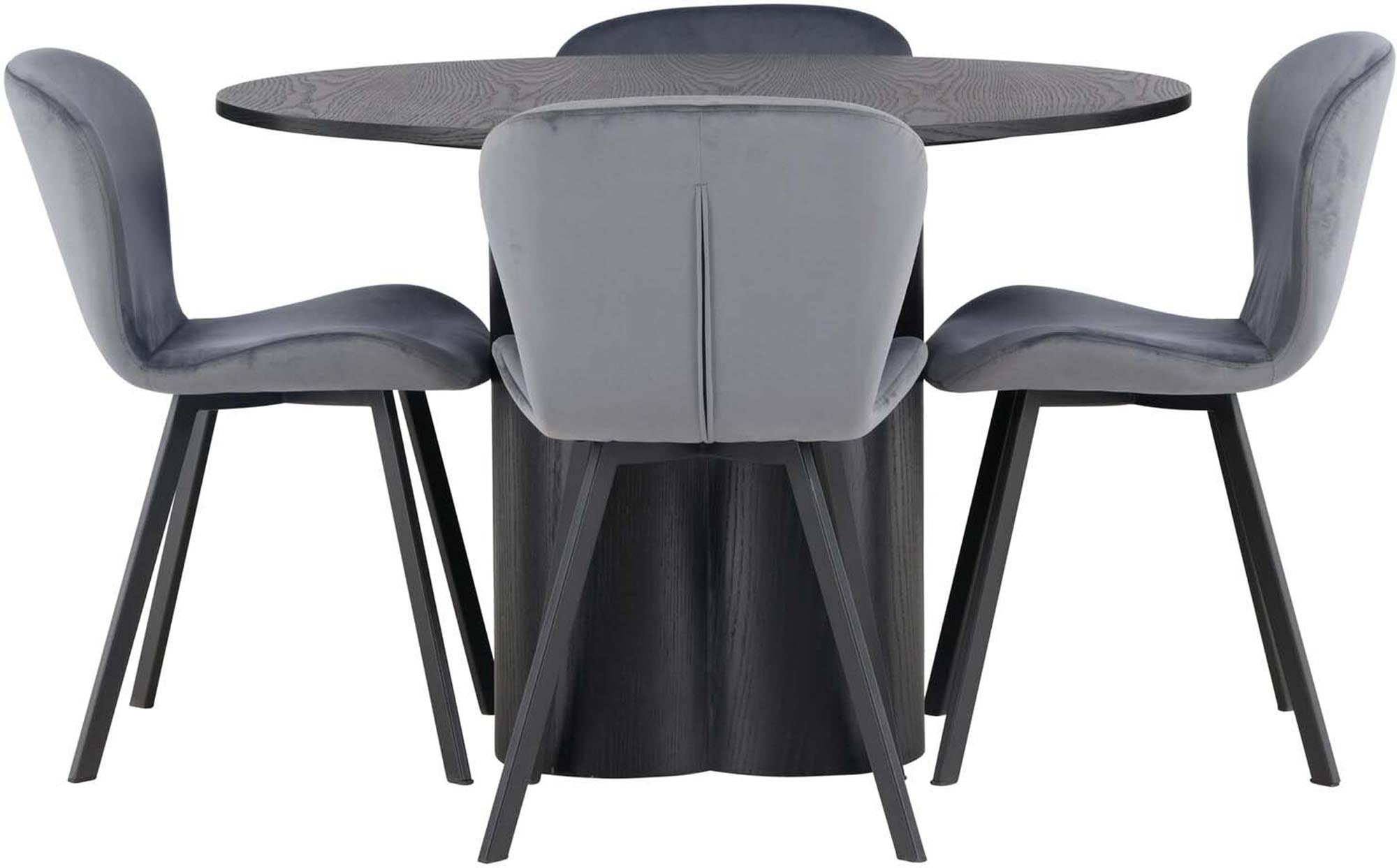 Entdecken Sie das stilvolle Olivia Esszimmerset + Lilja von Venture Home. Eleganter runder Tisch und bequeme Stühle für Ihr Esszimmer.