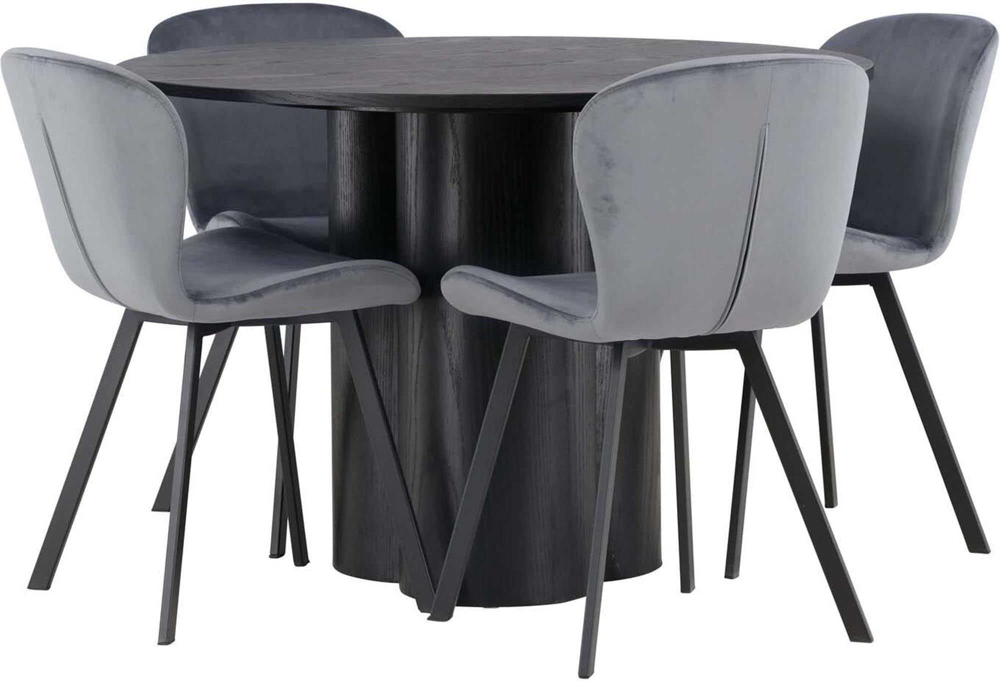 Stilvolles Olivia Esszimmerset mit rundem Lilja Tisch für 4 Personen.