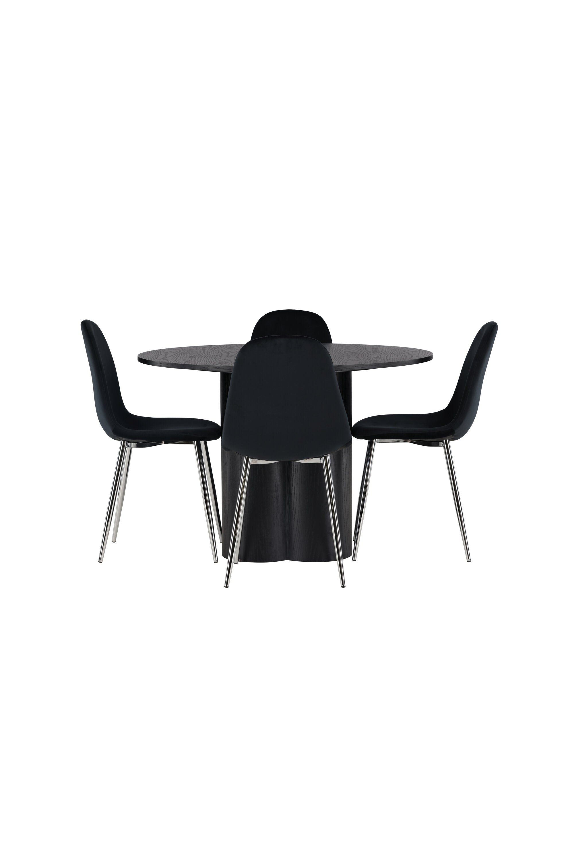 Olivia Esszimmerset + Polar ⌀110cm/4St. in Schwarzes Silber präsentiert im Onlineshop von KAQTU Design AG. Esszimmerset ist von Venture Home
