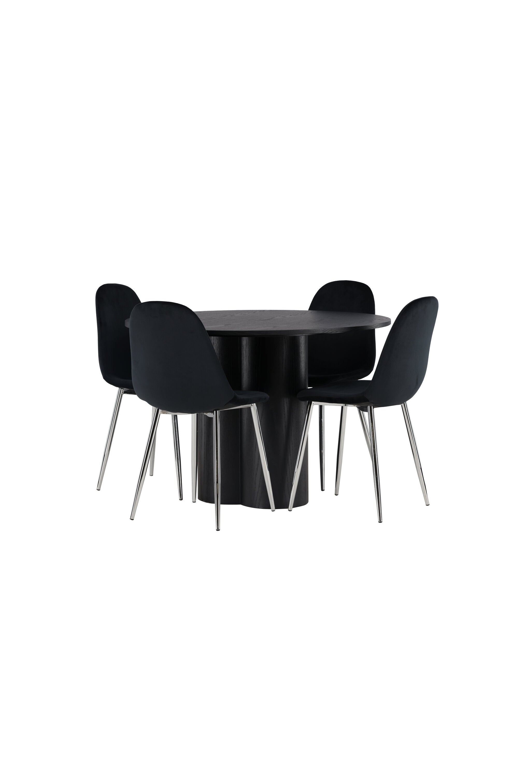Olivia Esszimmerset + Polar ⌀110cm/4St. in Schwarzes Silber präsentiert im Onlineshop von KAQTU Design AG. Esszimmerset ist von Venture Home