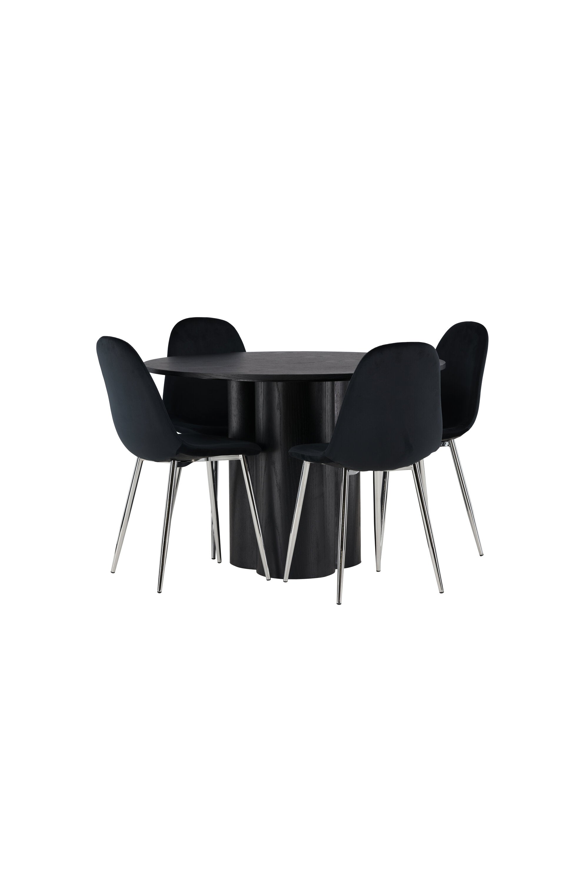 Olivia Esszimmerset + Polar ⌀110cm/4St. in Schwarzes Silber präsentiert im Onlineshop von KAQTU Design AG. Esszimmerset ist von Venture Home