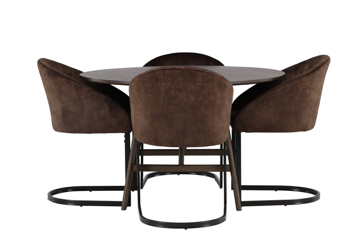 Kaseindon Esszimmerset + Evening ⌀100cm/4St. in Schwarz Braun präsentiert im Onlineshop von KAQTU Design AG. Esszimmerset ist von Venture Home
