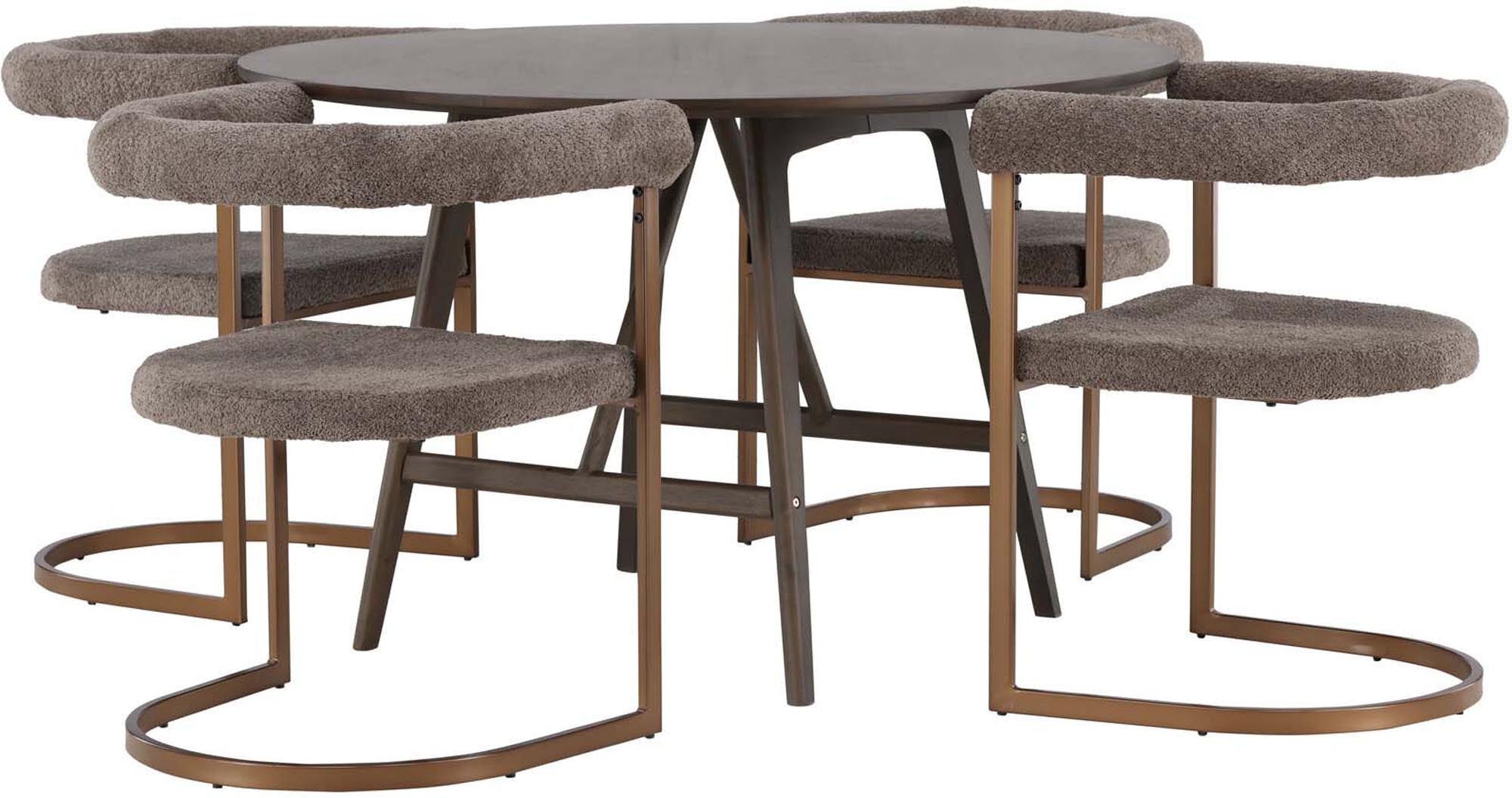 Modernes Kaseindon Esszimmerset mit 100 cm Tisch und 4 eleganten Stühlen von Venture Home. Ideal für gesellige Runden und stilvolle Einrichtung.