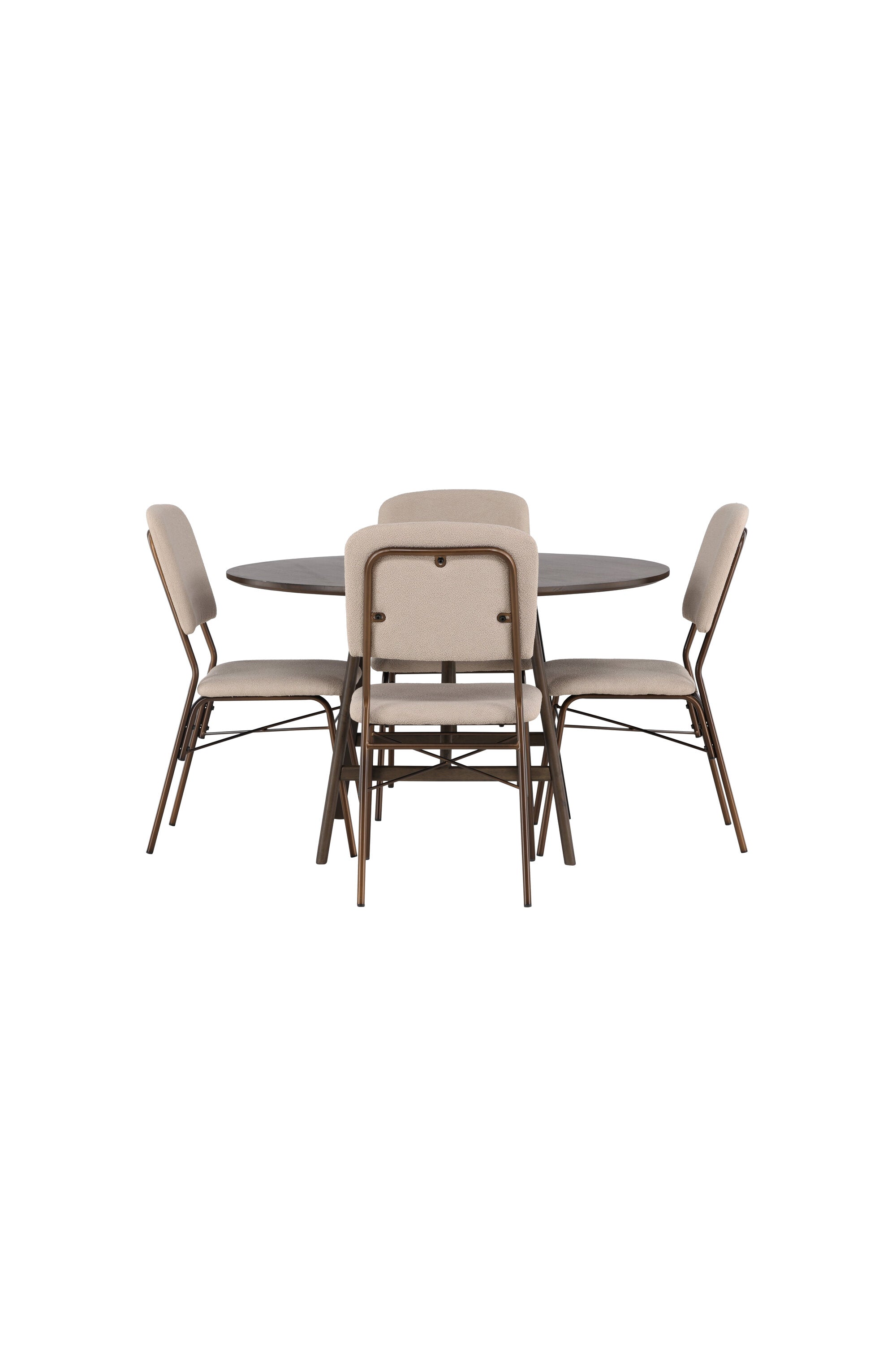 Kaseindon Esszimmerset + Seda ⌀100cm/4St. in Beige, Braun präsentiert im Onlineshop von KAQTU Design AG. Esszimmerset ist von Venture Home