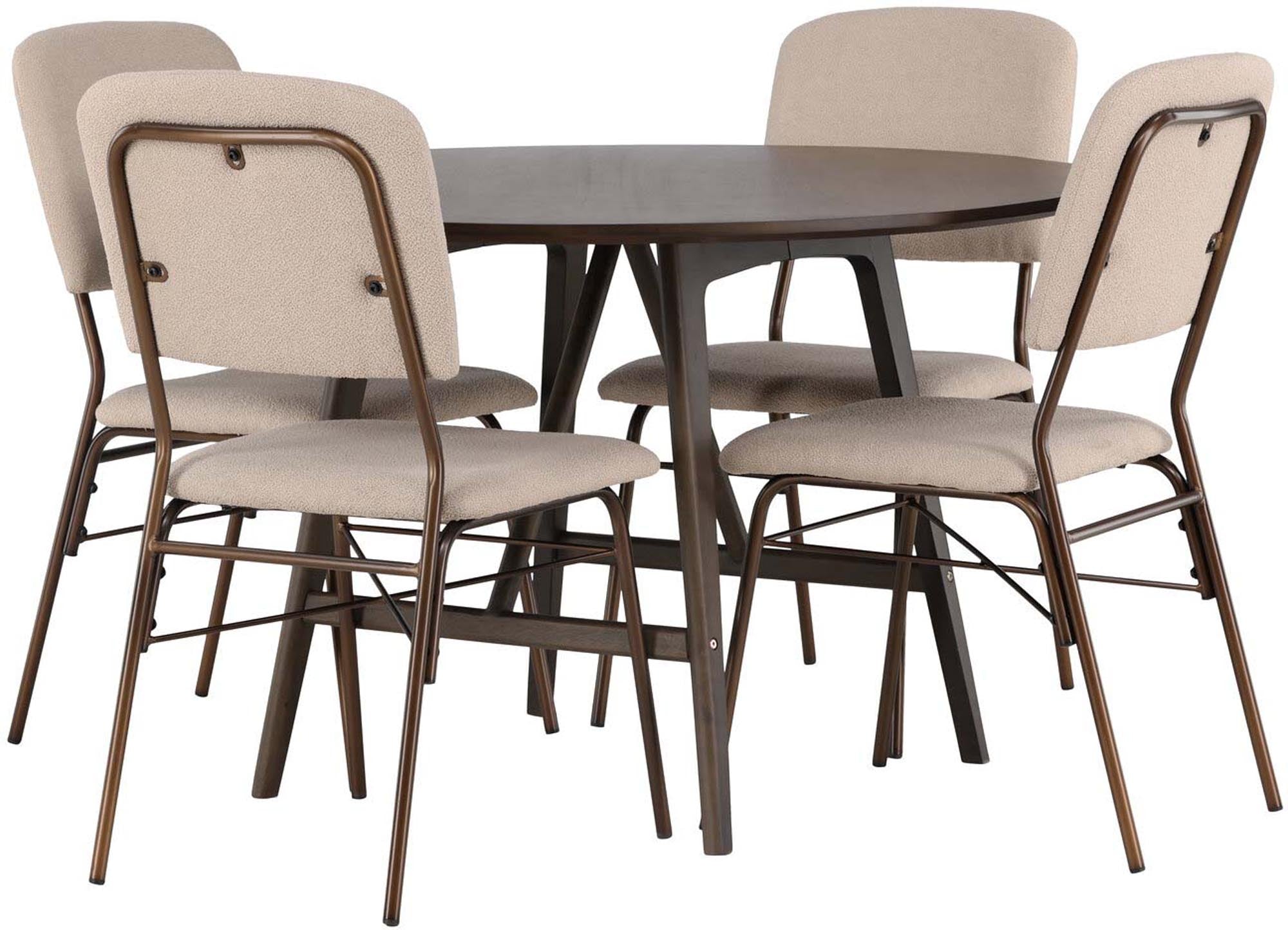 Modernes Esszimmerset Kaseindon + Seda, 100cm, 4 Stühle, Venture Home.