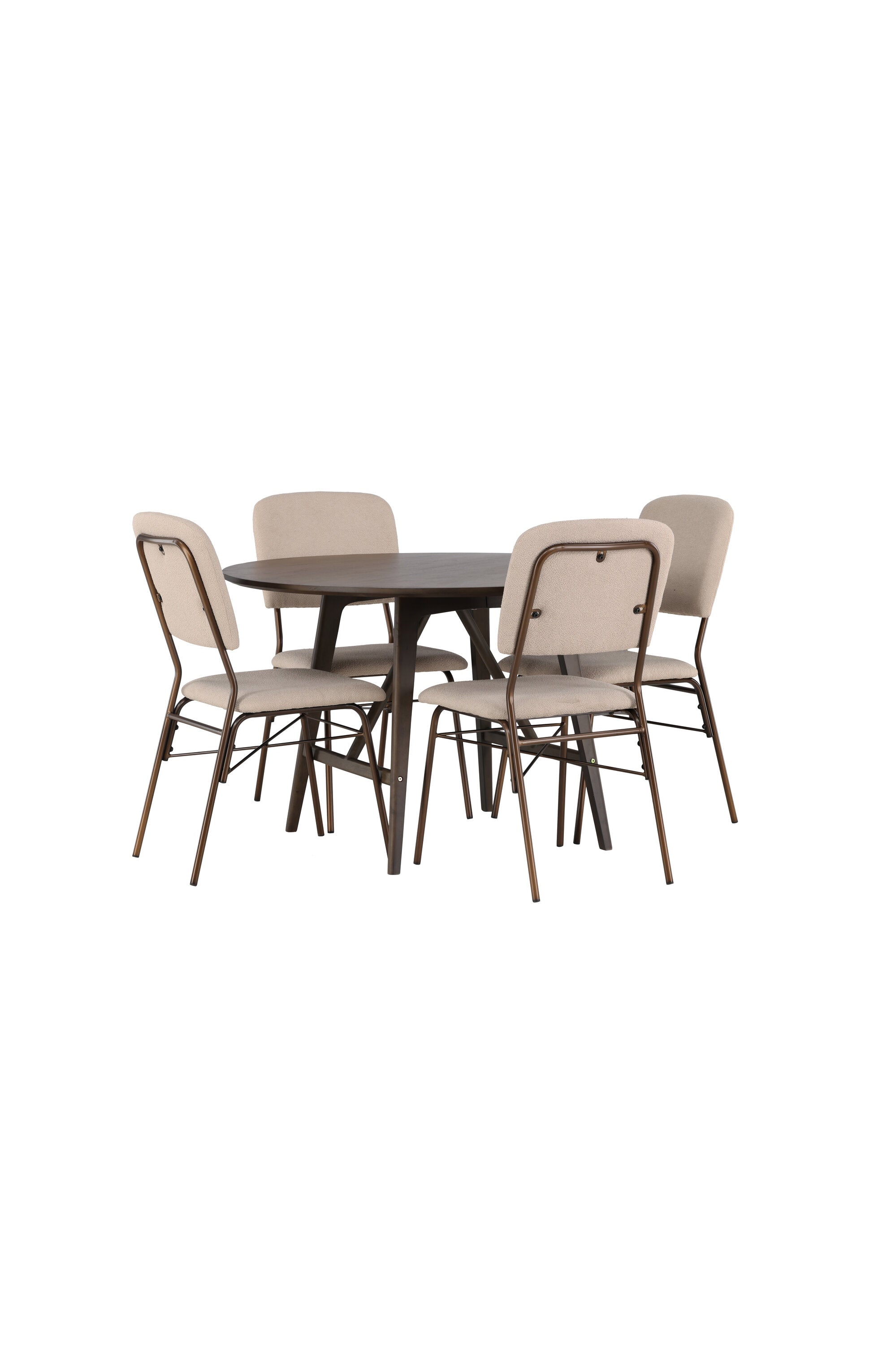 Kaseindon Esszimmerset + Seda ⌀100cm/4St. in Beige, Braun präsentiert im Onlineshop von KAQTU Design AG. Esszimmerset ist von Venture Home