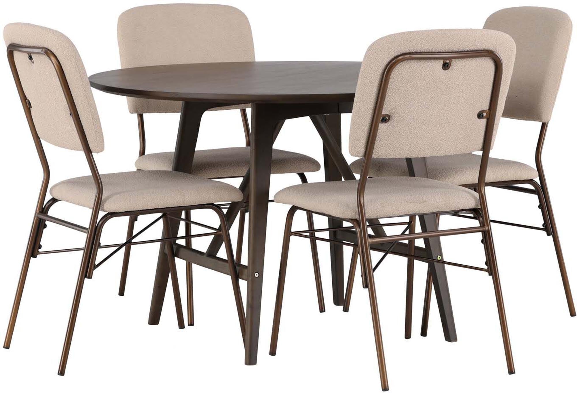 Stilvolles Kaseindon Esszimmerset mit Seda Tisch, 100cm, 4 Stühle.