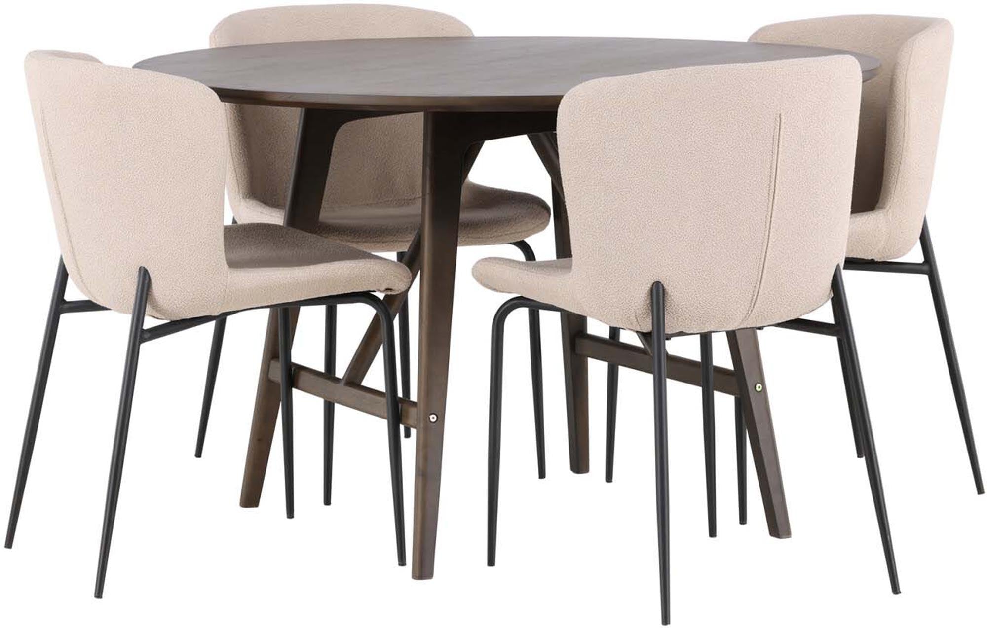 Elegantes Esszimmerset Kaseindon + Modesto, 100cm, 4 Stühle.