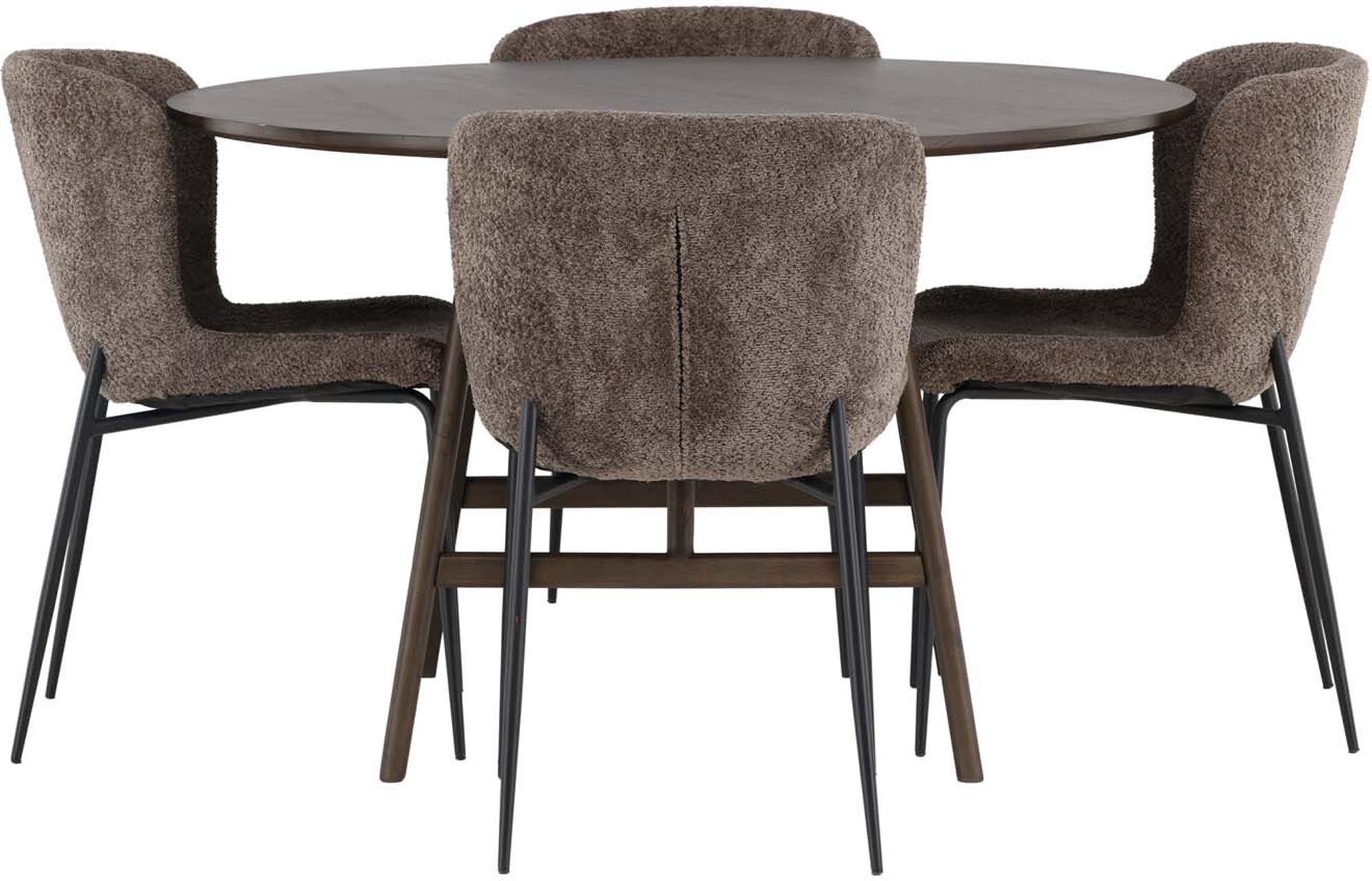 Stilvolles Esszimmerset mit rundem Tisch und 4 Stühlen von Venture Home.