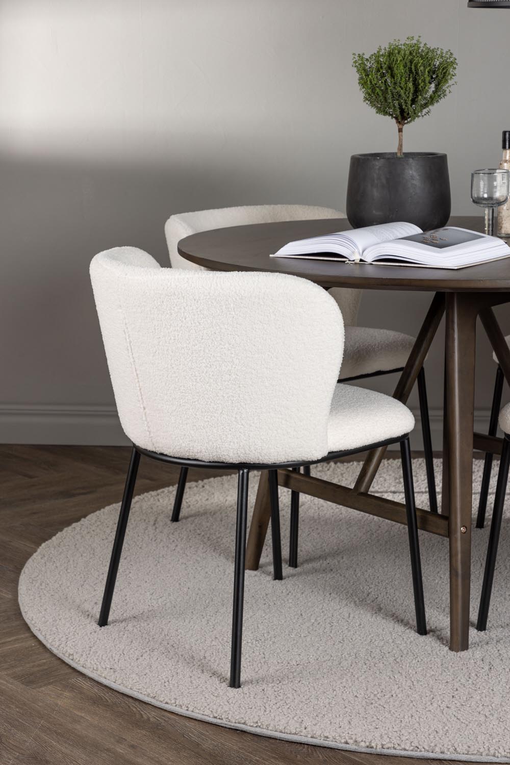 Kaseindon Esszimmerset + Edina ⌀100cm/4St. in Schwarz-Weiss präsentiert im Onlineshop von KAQTU Design AG. Esszimmerset ist von Venture Home