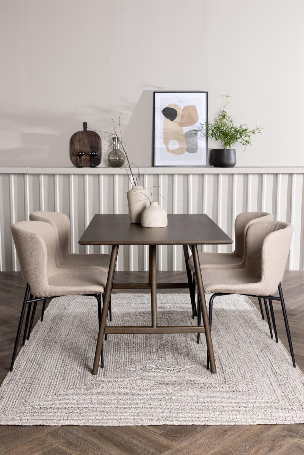 Kaseindon Esszimmerset + Modesto 120cm/4St. in Beige, Schwarz präsentiert im Onlineshop von KAQTU Design AG. Esszimmerset ist von Venture Home