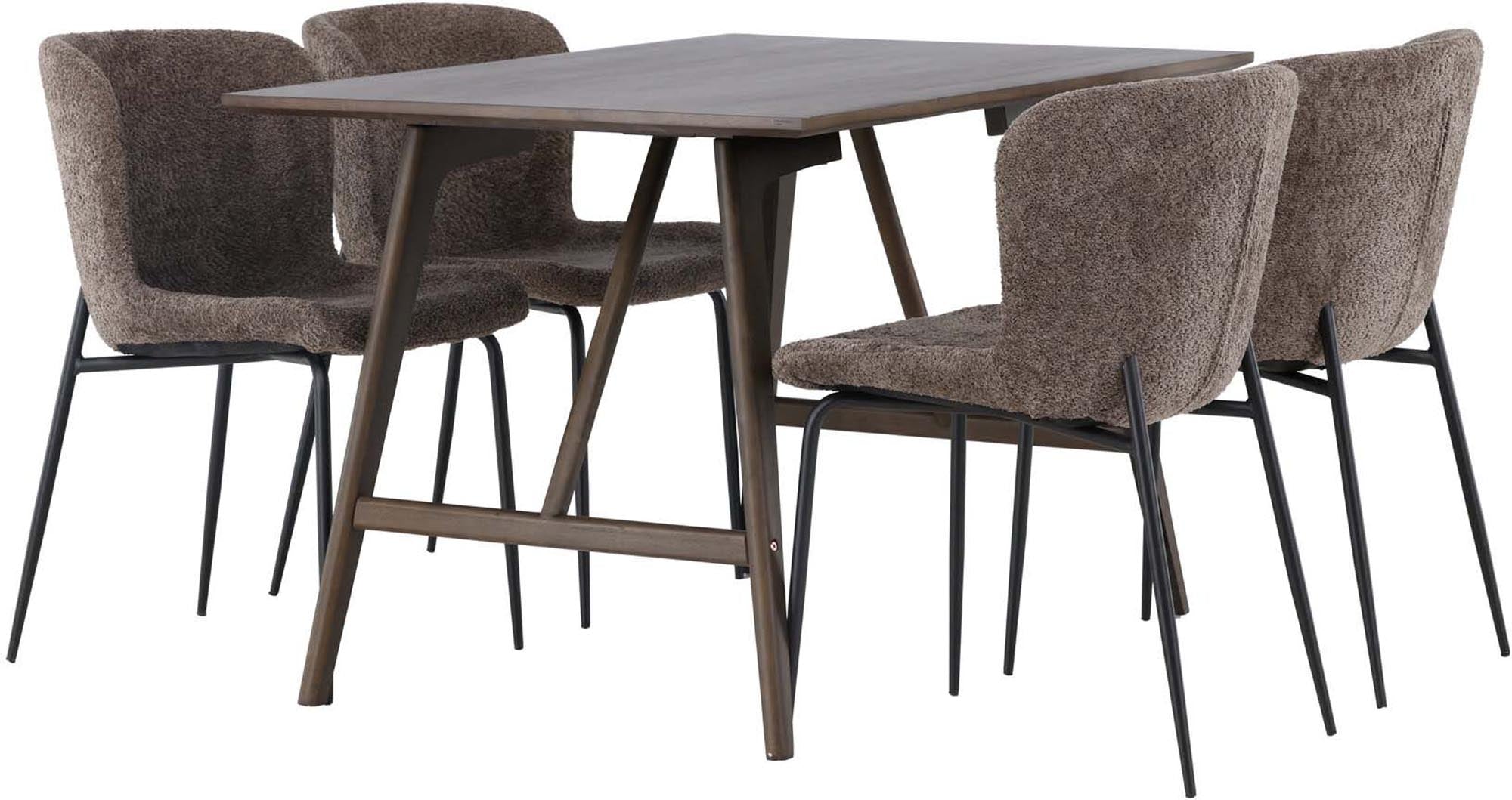 Elegantes Esszimmerset Kaseindon mit 4 Modesto Stühlen, 120cm Tisch.