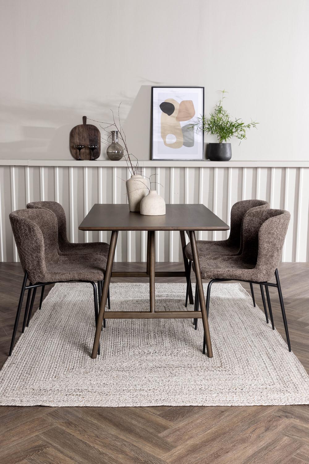 Kaseindon Esszimmerset + Modesto 120cm/4St. in Schwarz, Dunkelgrau präsentiert im Onlineshop von KAQTU Design AG. Esszimmerset ist von Venture Home