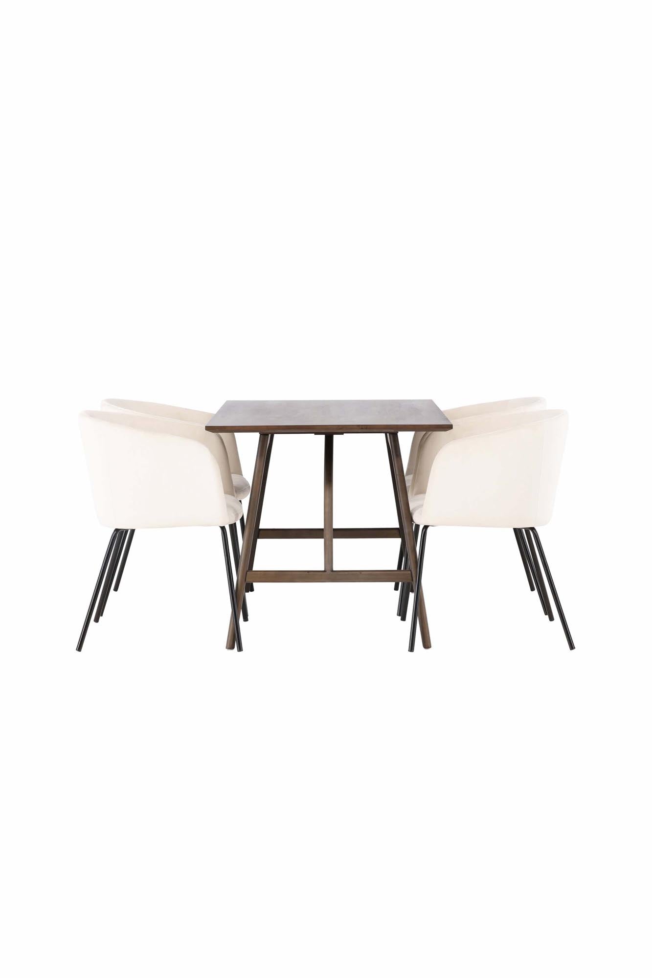 Elegantes Esszimmerset Kaseindon + Berit, 120cm, mit 4 bequemen Stühlen. Perfekt für gesellige Anlässe und stilvolle Essbereiche.