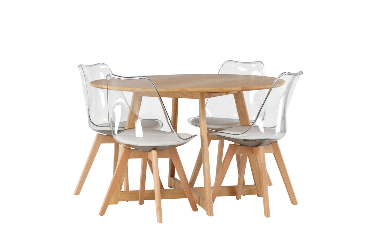 Yadikon Esszimmerset + Edvin ⌀120cm/4St. in Natur,Transparent,Weiss präsentiert im Onlineshop von KAQTU Design AG. Esszimmerset ist von Venture Home