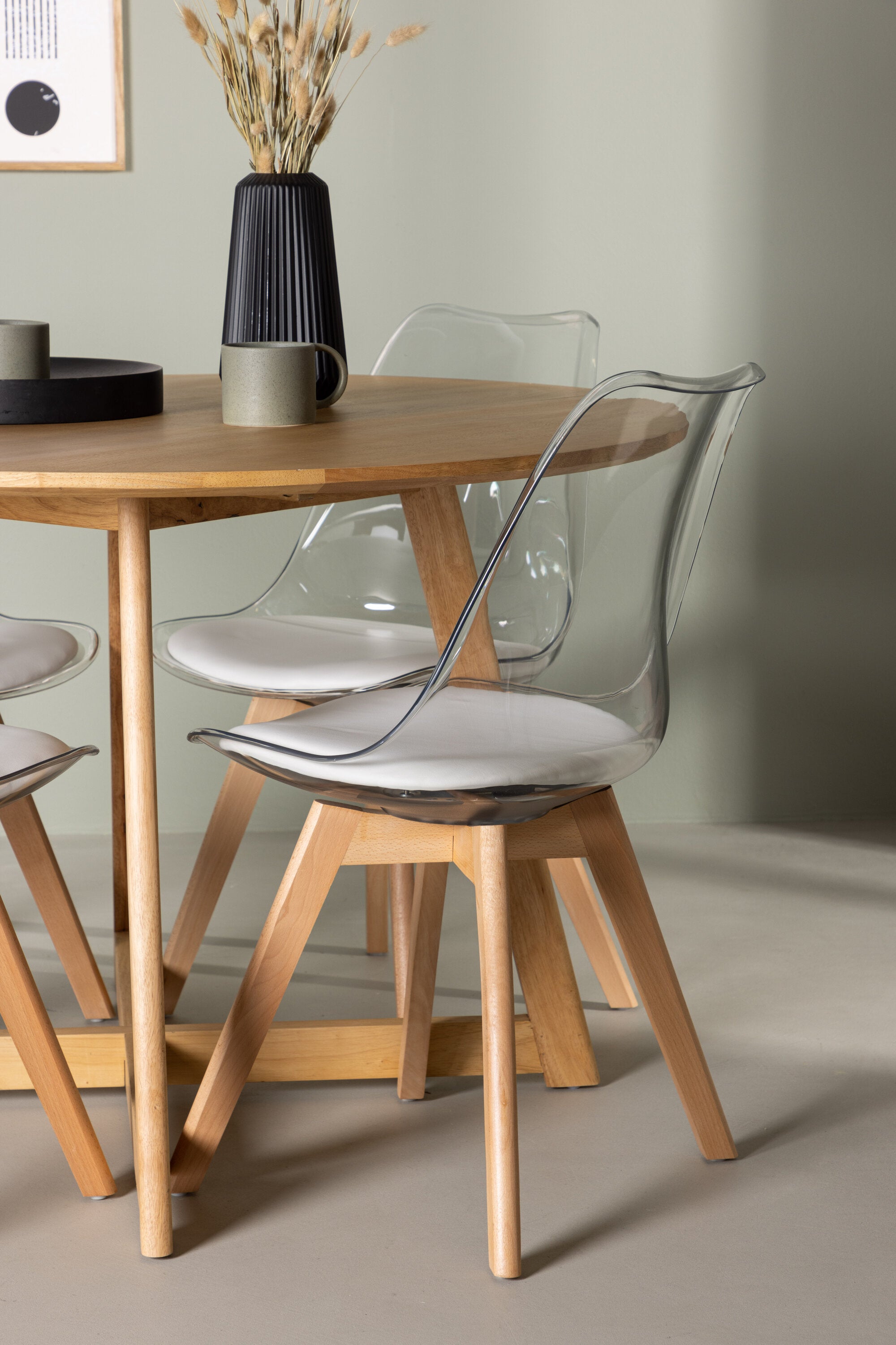 Yadikon Esszimmerset + Edvin ⌀120cm/4St. in Natur,Transparent,Weiss präsentiert im Onlineshop von KAQTU Design AG. Esszimmerset ist von Venture Home