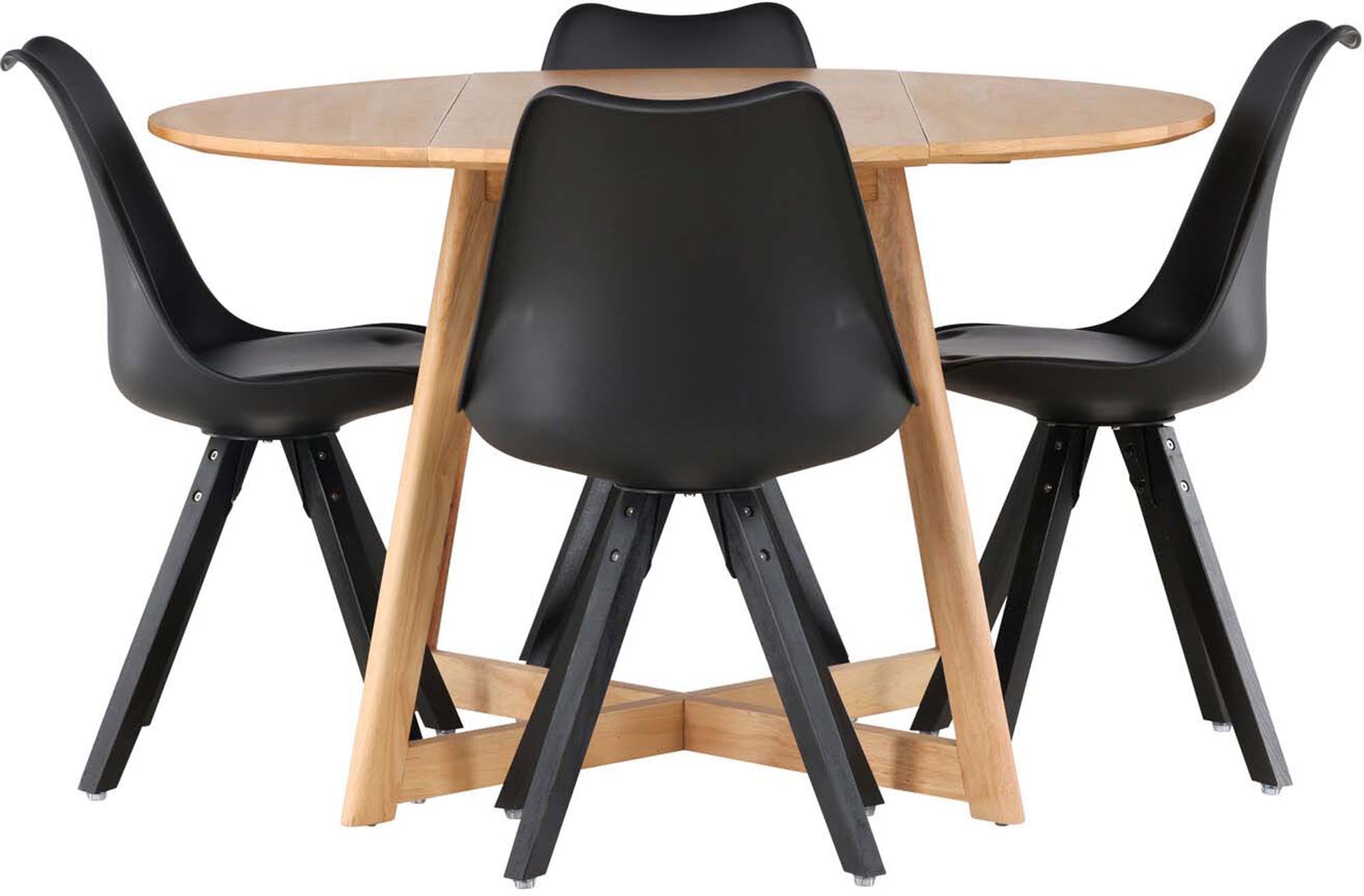 Entdecken Sie das Yadikon Esszimmerset + Zeno von Venture Home: eleganter Esstisch ⌀120cm und 4 komfortable Stühle für stilvolle Essbereiche.