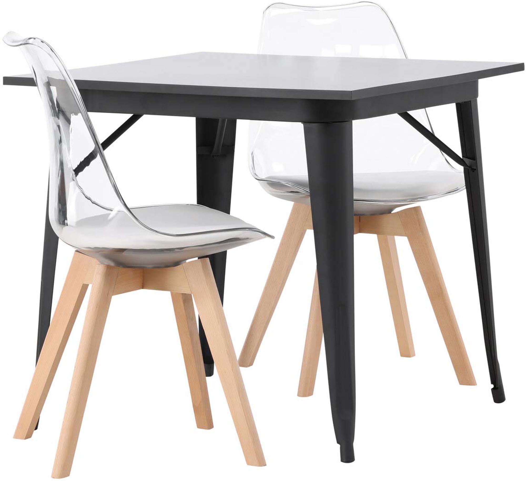 Stilvolles Tempe Esszimmerset mit kompaktem 80cm Tisch und Edvin-Stühlen.