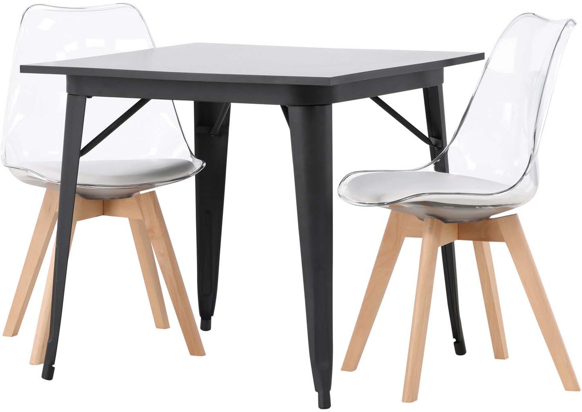 Stilvolles Tempe Esszimmerset: 80cm Tisch & 2 Edvin-Stühle, Venture Home.