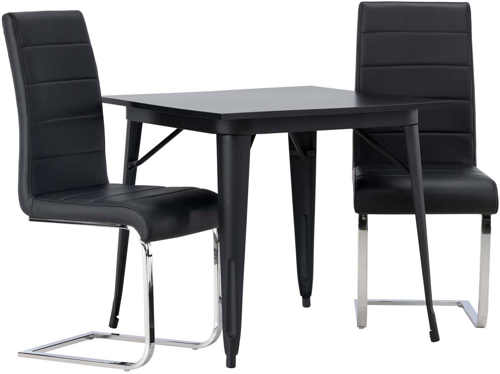 Modernes Esszimmerset Tempe von Venture Home, quadratischer Tisch 80x80 cm, inklusive 2 eleganten Stühlen. Ideal für stilvolle Essbereiche.