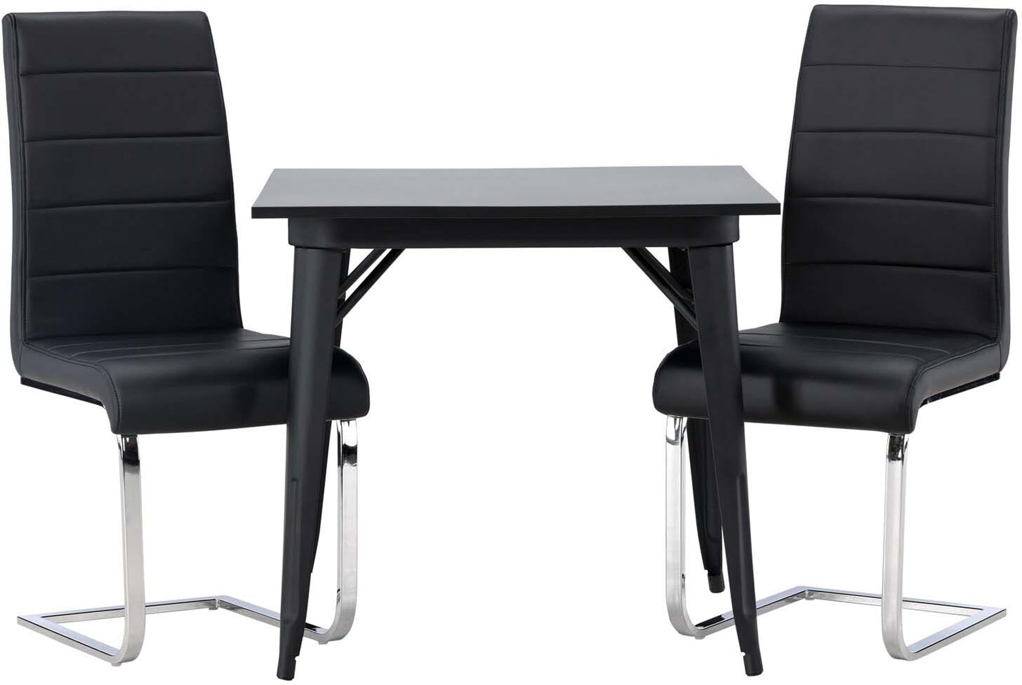 Entdecken Sie das Tempe Esszimmerset von Venture Home: quadratischer Tisch 80x80 cm und 2 stilvolle Stühle für einen modernen Essbereich.