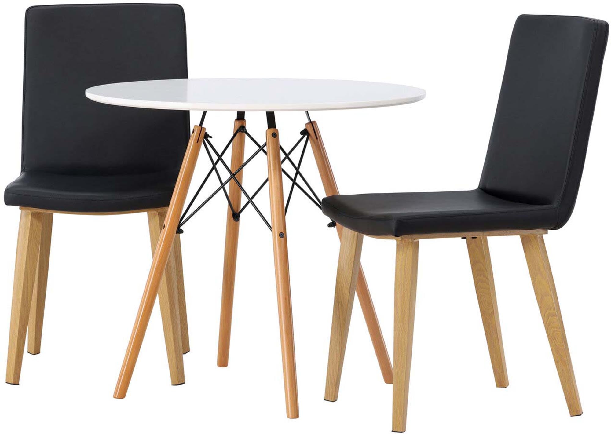 Stilvolles Danburi Esszimmerset mit runden Tisch und komfortablen Stühlen. Ideal für kleine Räume und gemütliche Essbereiche.