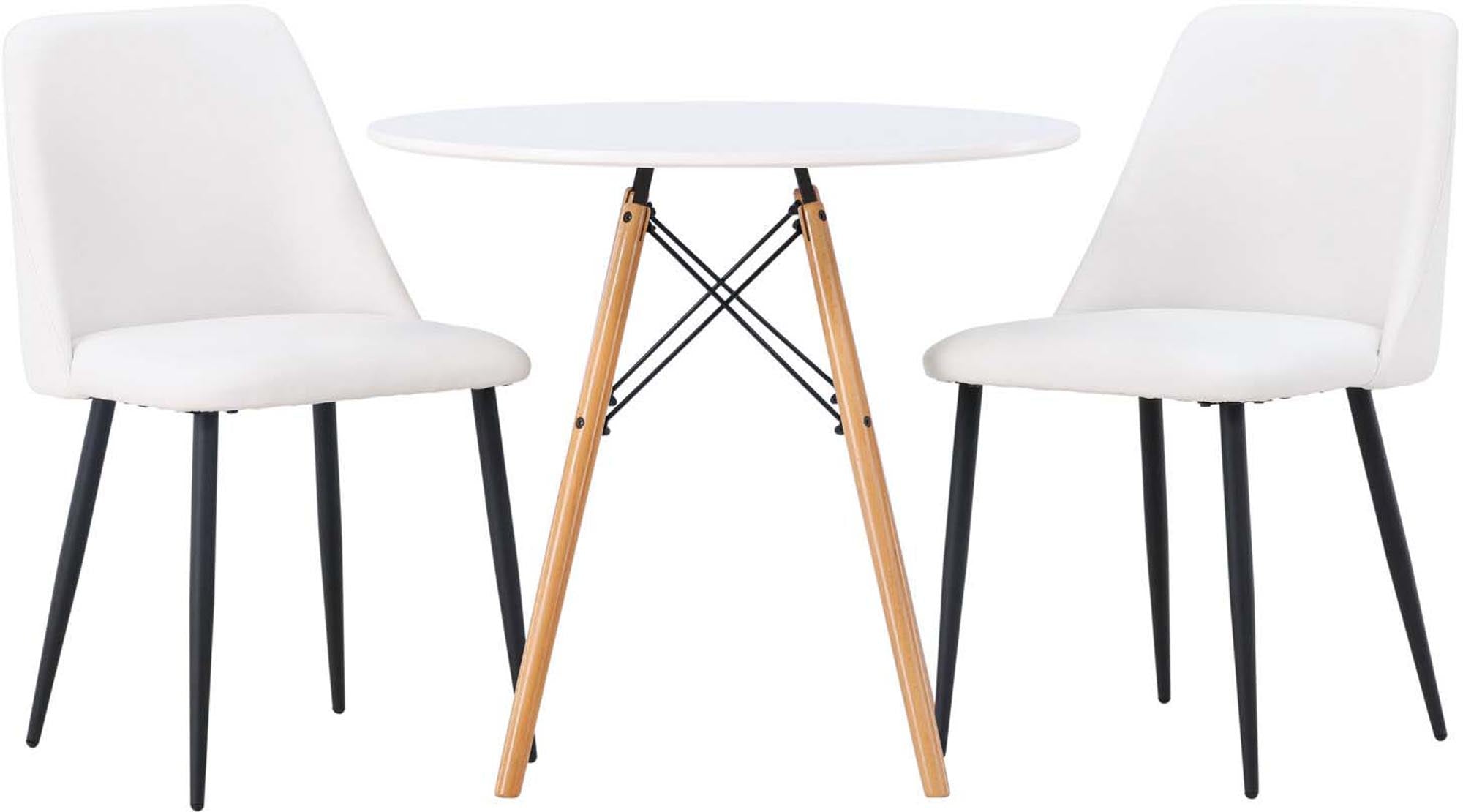 Elegantes Danburi Esszimmerset mit runden Tisch und luxuriösen Samtstühlen. Ideal für kleine Räume und stilvolle Akzente.