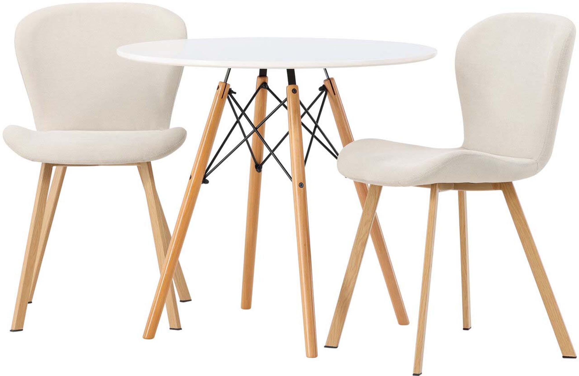 Elegantes Danburi Esszimmerset mit 60 cm Tisch und bequemen Lilja Stühlen. Ideal für kleine Essbereiche und gemütliche Abende.