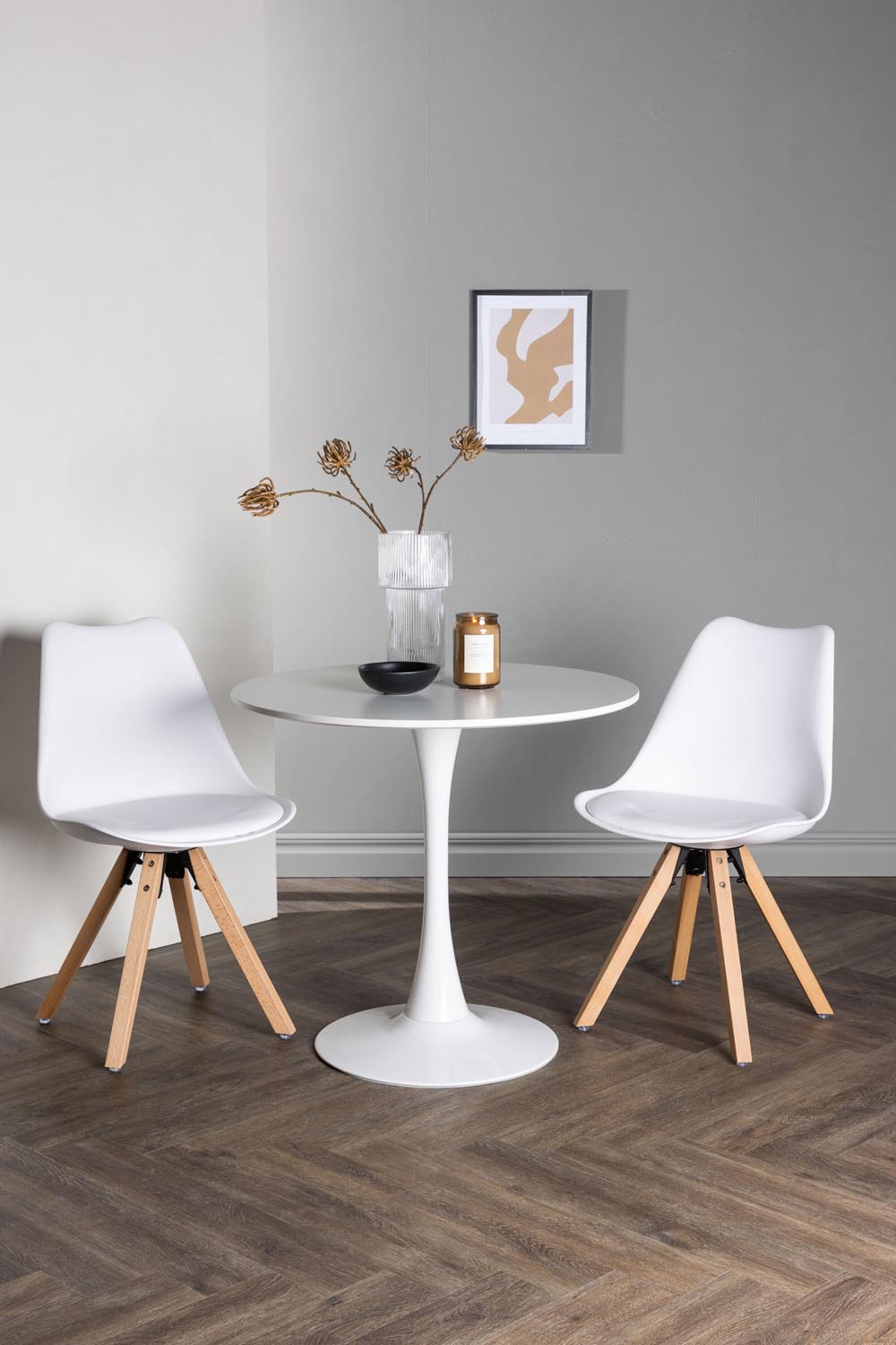 Hamden Esszimmerset + Zeno ⌀80cm/2St. in Natur, Weiss präsentiert im Onlineshop von KAQTU Design AG. Esszimmerset ist von Venture Home