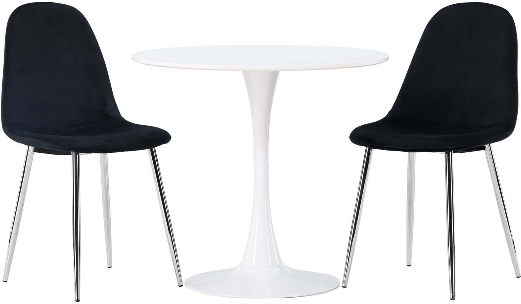 Elegantes Hamden Esszimmerset mit runden Tisch und bequemen Polar-Stühlen. Ideal für kleine Küchen und gemütliche Abendessen.