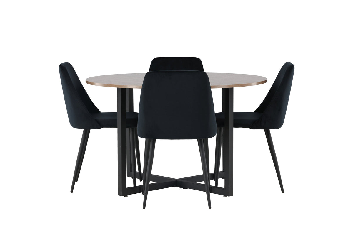 Durango Esszimmerset + Night ⌀120cm/4St. in Schwarz präsentiert im Onlineshop von KAQTU Design AG. Esszimmerset ist von Venture Home