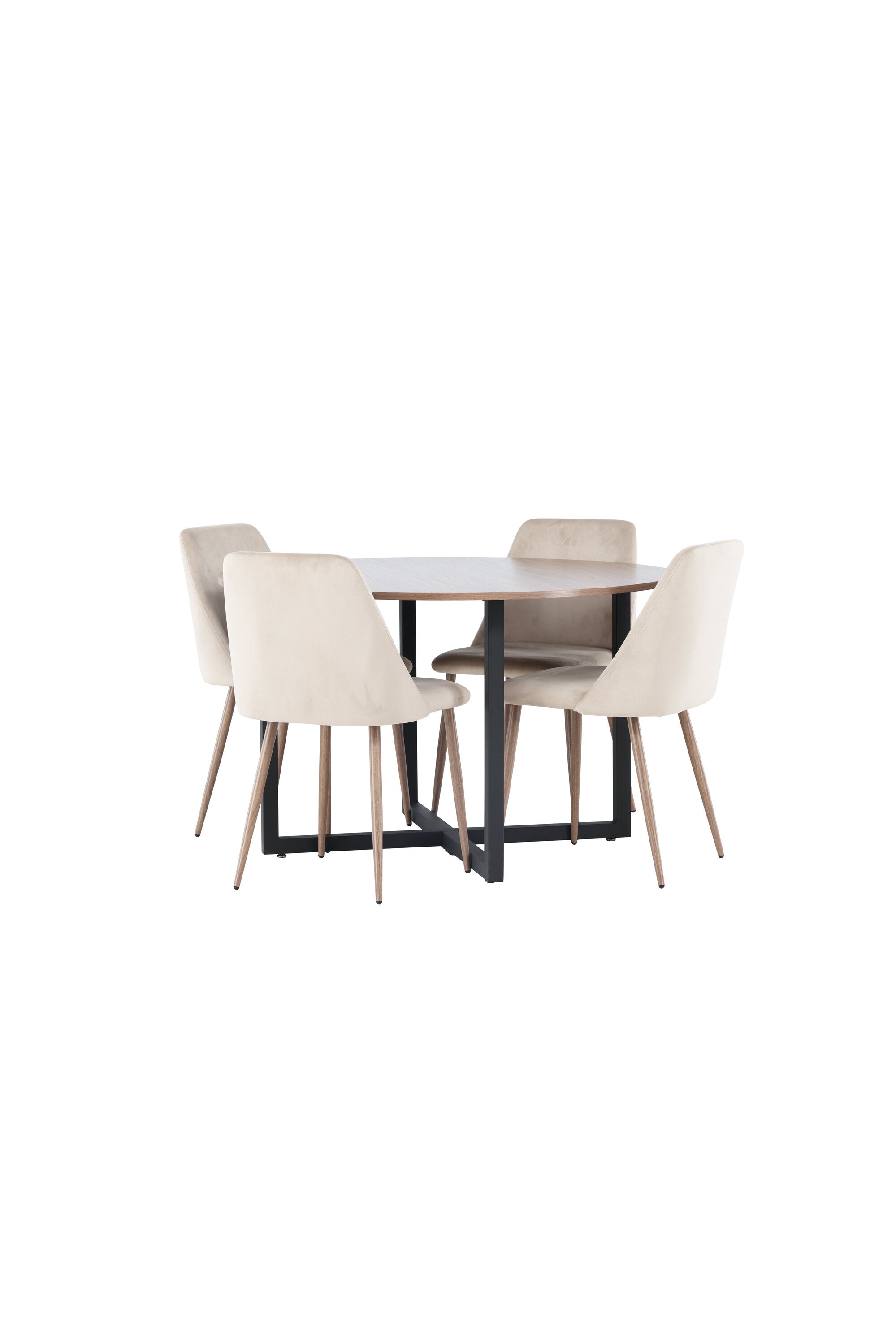 Durango Esszimmerset + Night ⌀120cm/4St. in Braun, Walnuss präsentiert im Onlineshop von KAQTU Design AG. Esszimmerset ist von Venture Home