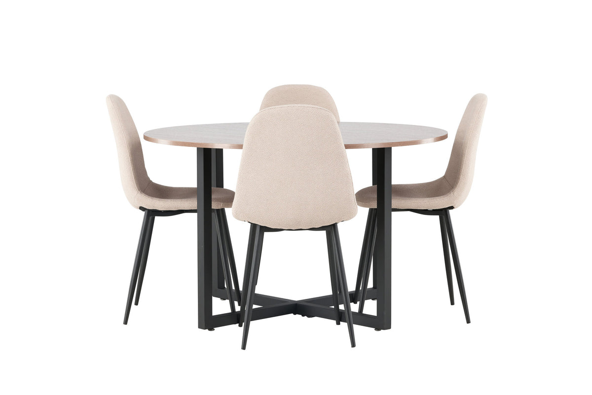 Durango Esszimmerset + Polar ⌀120cm/4St. in Beige, Schwarz präsentiert im Onlineshop von KAQTU Design AG. Esszimmerset ist von Venture Home
