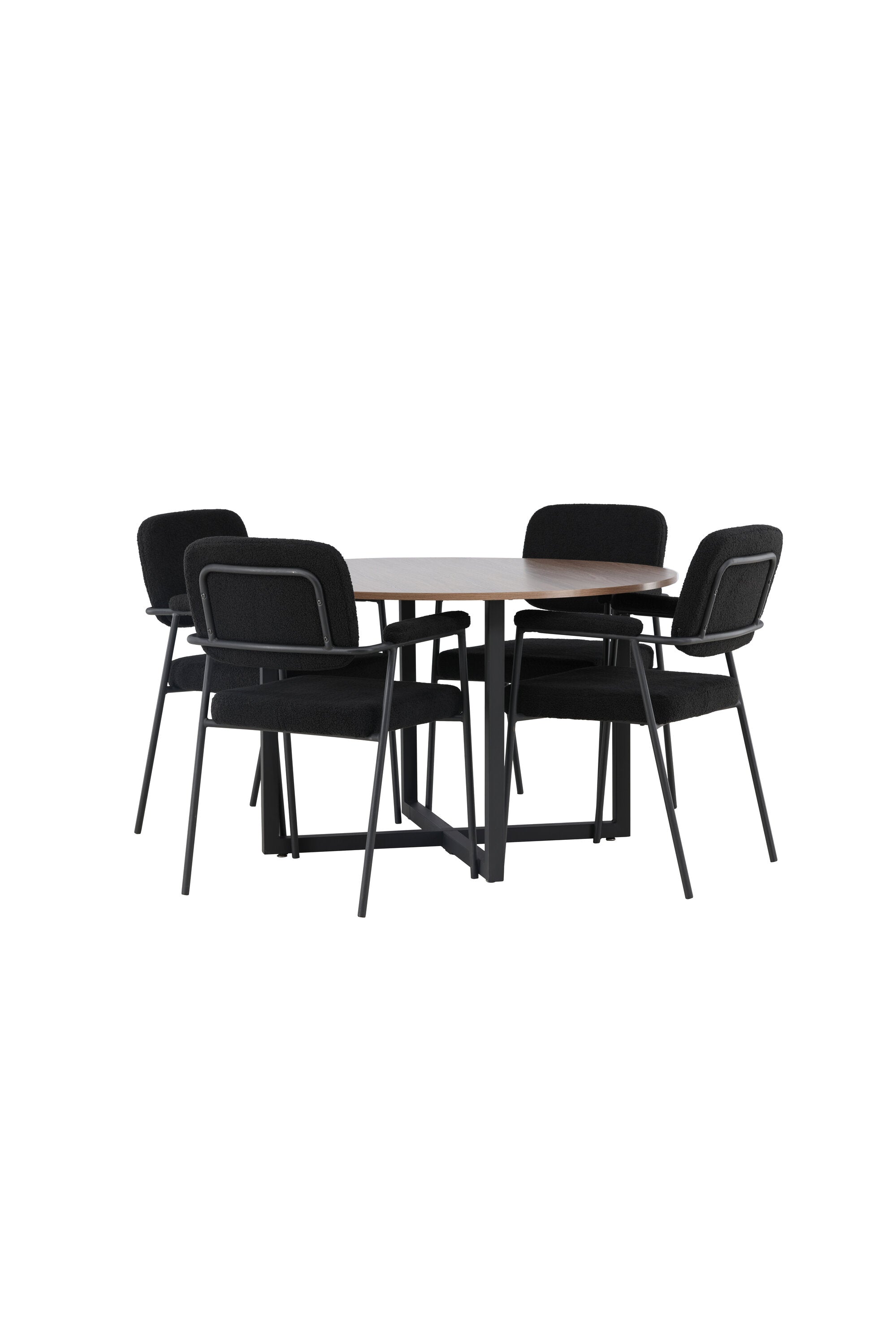 Durango Esszimmerset + Yesterday ⌀120cm/4St. in Schwarz präsentiert im Onlineshop von KAQTU Design AG. Esszimmerset ist von Venture Home