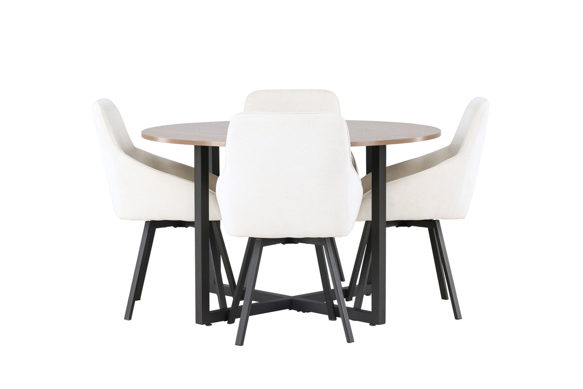 Durango Esszimmerset + Rosie ⌀120cm/4St. in Beige, Schwarz präsentiert im Onlineshop von KAQTU Design AG. Esszimmerset ist von Venture Home