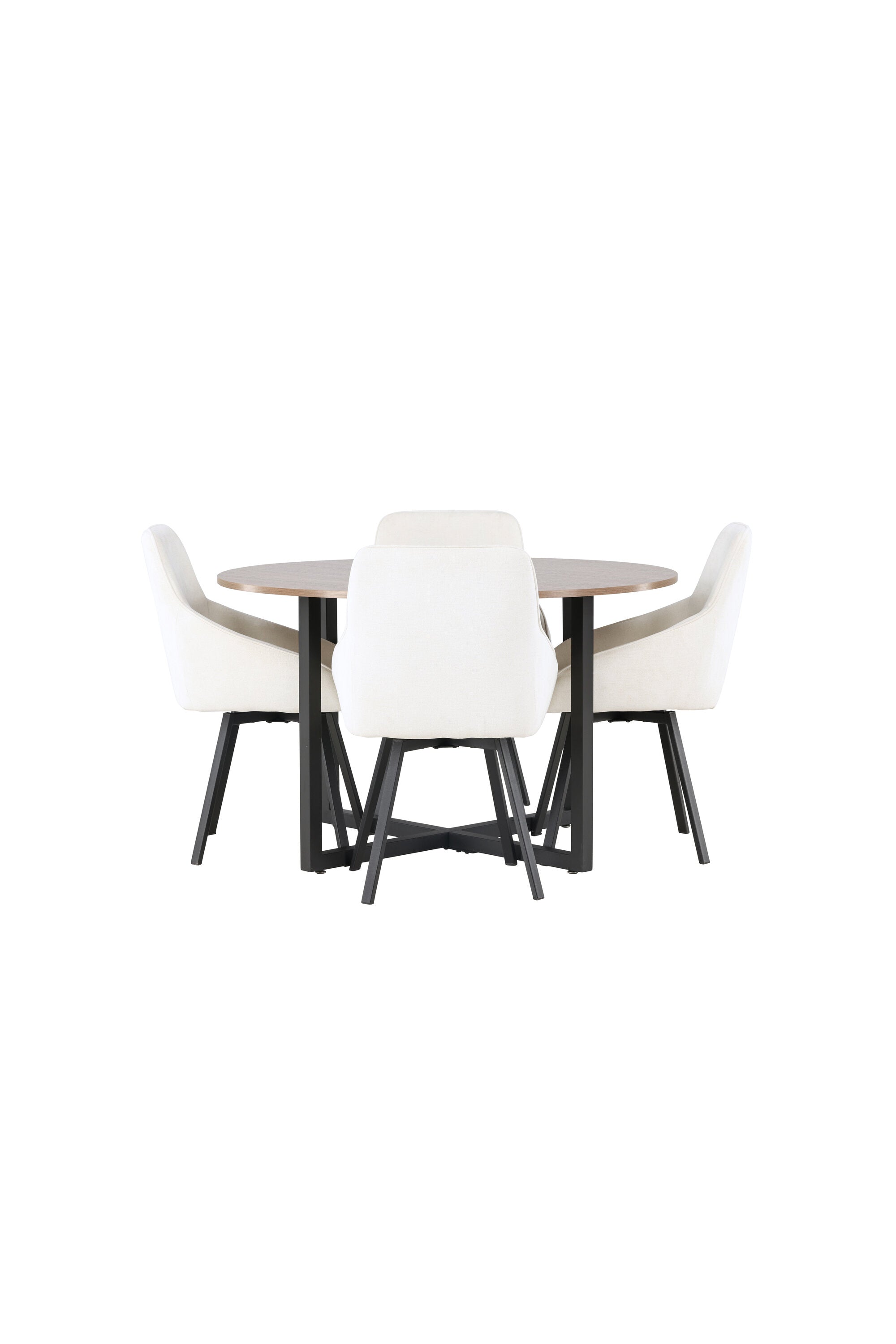 Durango Esszimmerset + Rosie ⌀120cm/4St. in Beige, Schwarz präsentiert im Onlineshop von KAQTU Design AG. Esszimmerset ist von Venture Home
