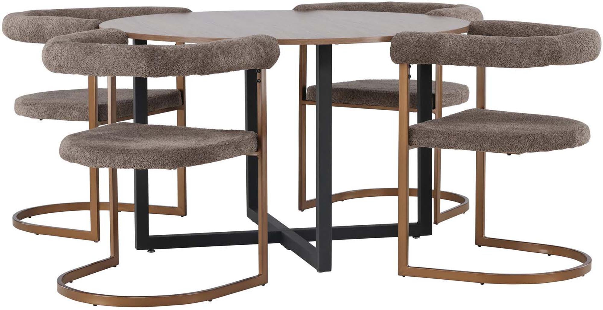 Elegantes Esszimmerset mit 120 cm Tisch und komfortablen Stühlen. Perfekt für gesellige Runden und modernes Wohndesign.