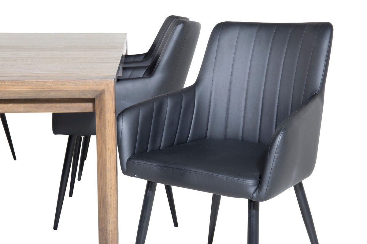 Esszimmer Set Slider mit Stuhl Comfort in Natur/Schwarz präsentiert im Onlineshop von KAQTU Design AG. Esszimmerset ist von Venture Home