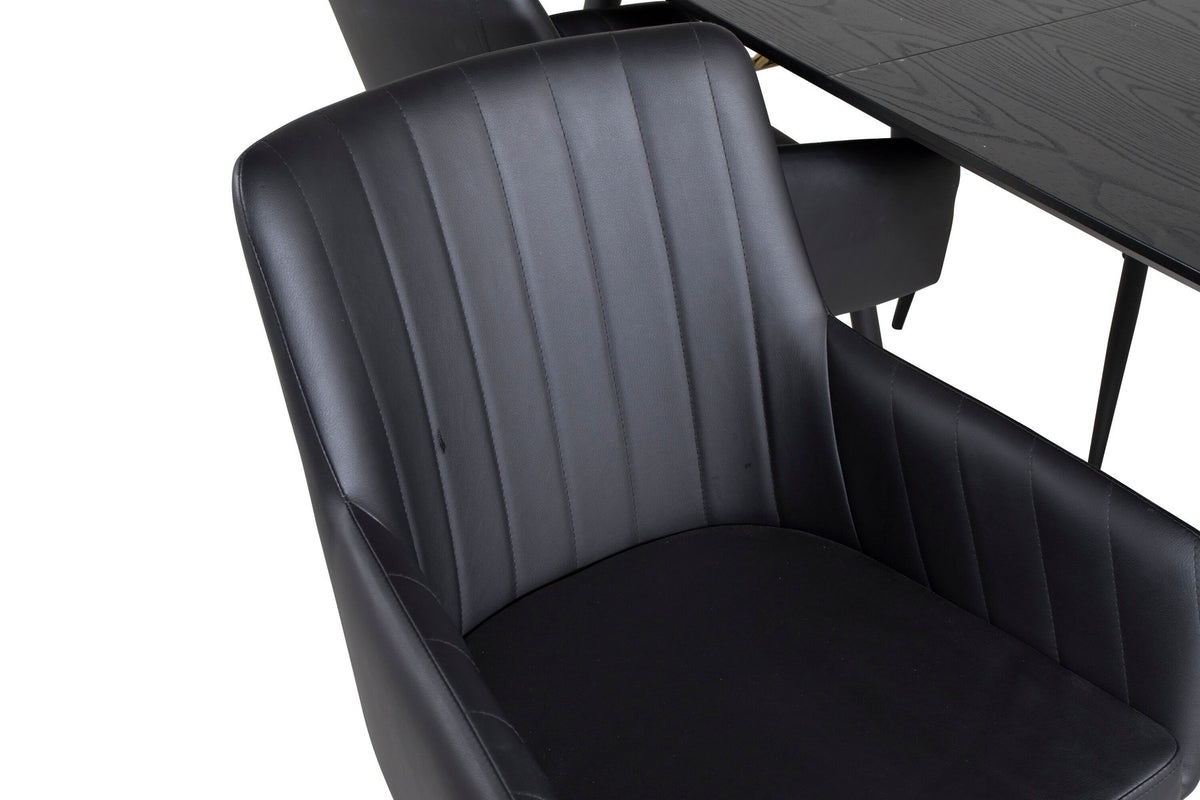 Esszimmer Set Gold mit Stuhl Comfort in Schwarz Schwarz präsentiert im Onlineshop von KAQTU Design AG. Esszimmerset ist von Venture Home