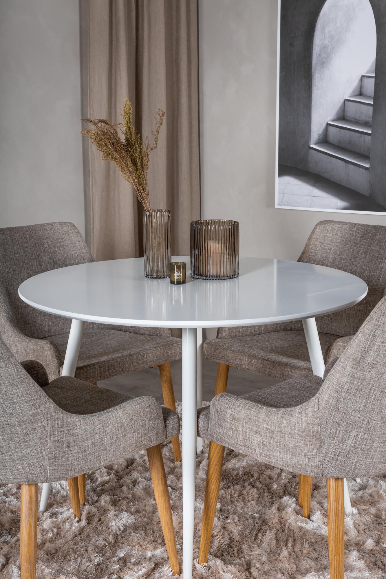 Esszimmer Set Plaza mit Stuhl Plaza in Weiss/Grau/Natur präsentiert im Onlineshop von KAQTU Design AG. Esszimmerset ist von Venture Home