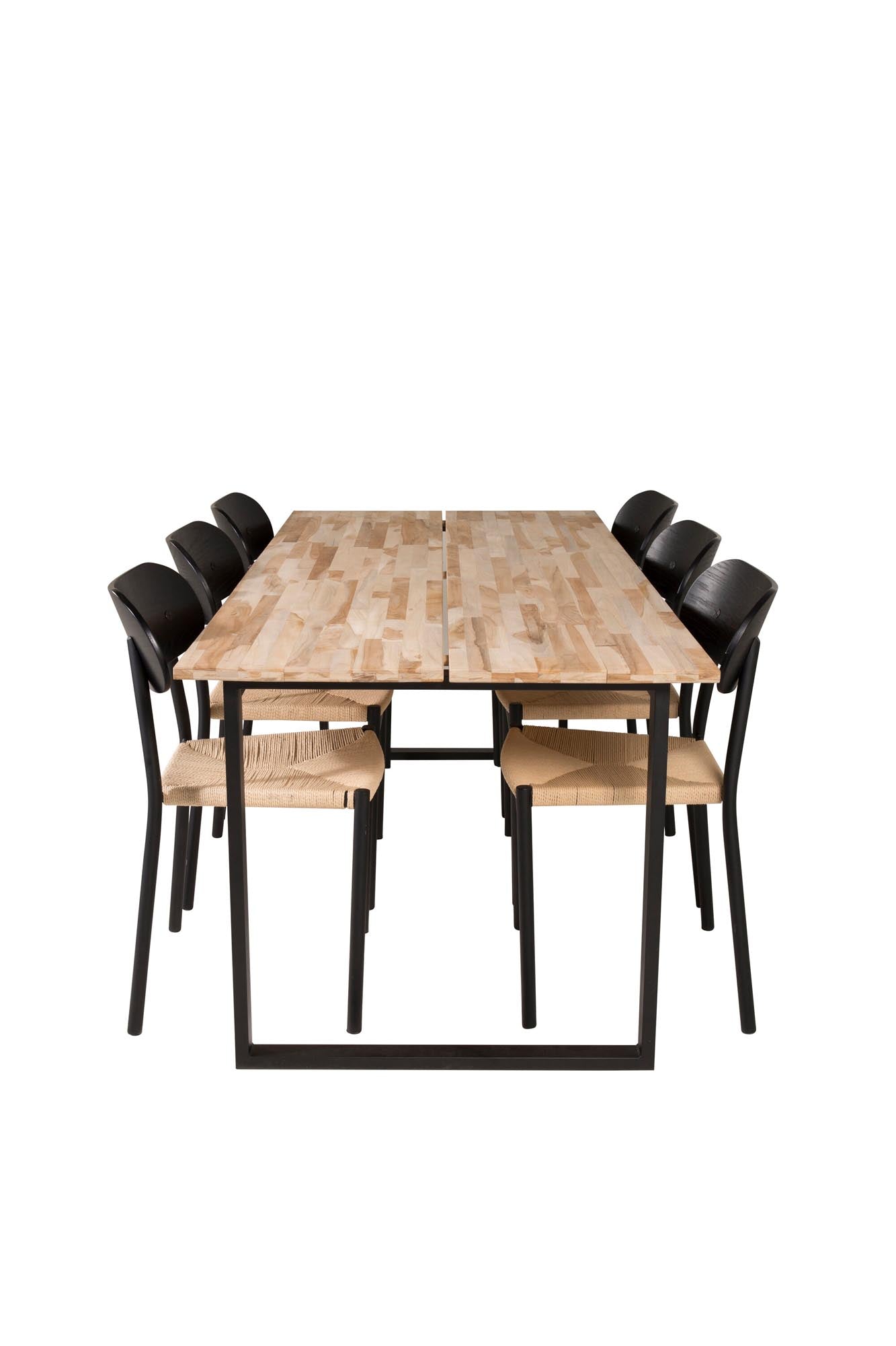 Esszimmer Set Cirebon mit Stuhl Polly in Natur/Schwarz/Natur präsentiert im Onlineshop von KAQTU Design AG. Esszimmerset ist von Venture Home