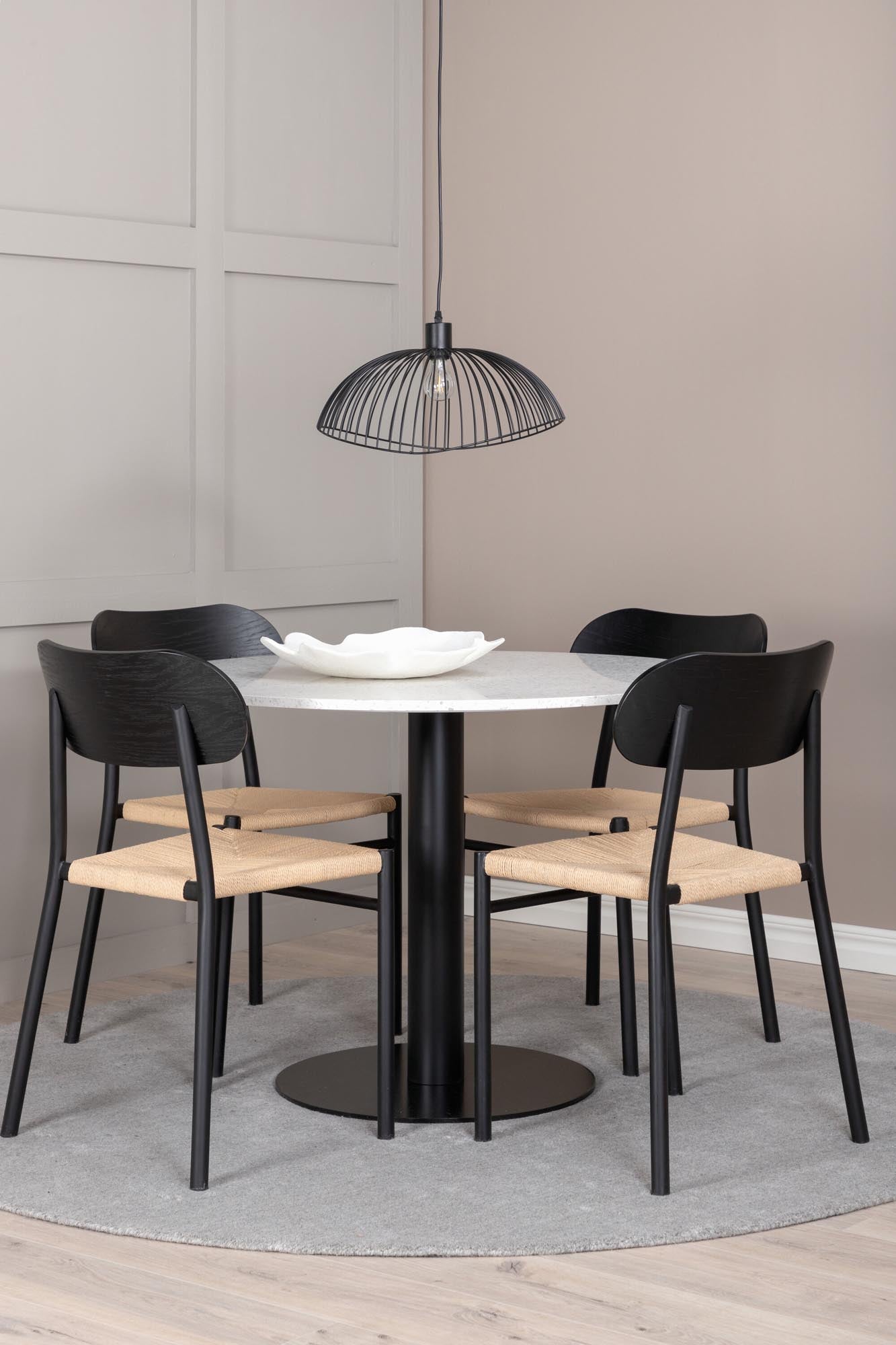 Esszimmer Set Razzia mit Stuhl Polly in Weiss/Schwarz/ Natur präsentiert im Onlineshop von KAQTU Design AG. Esszimmerset ist von Venture Home