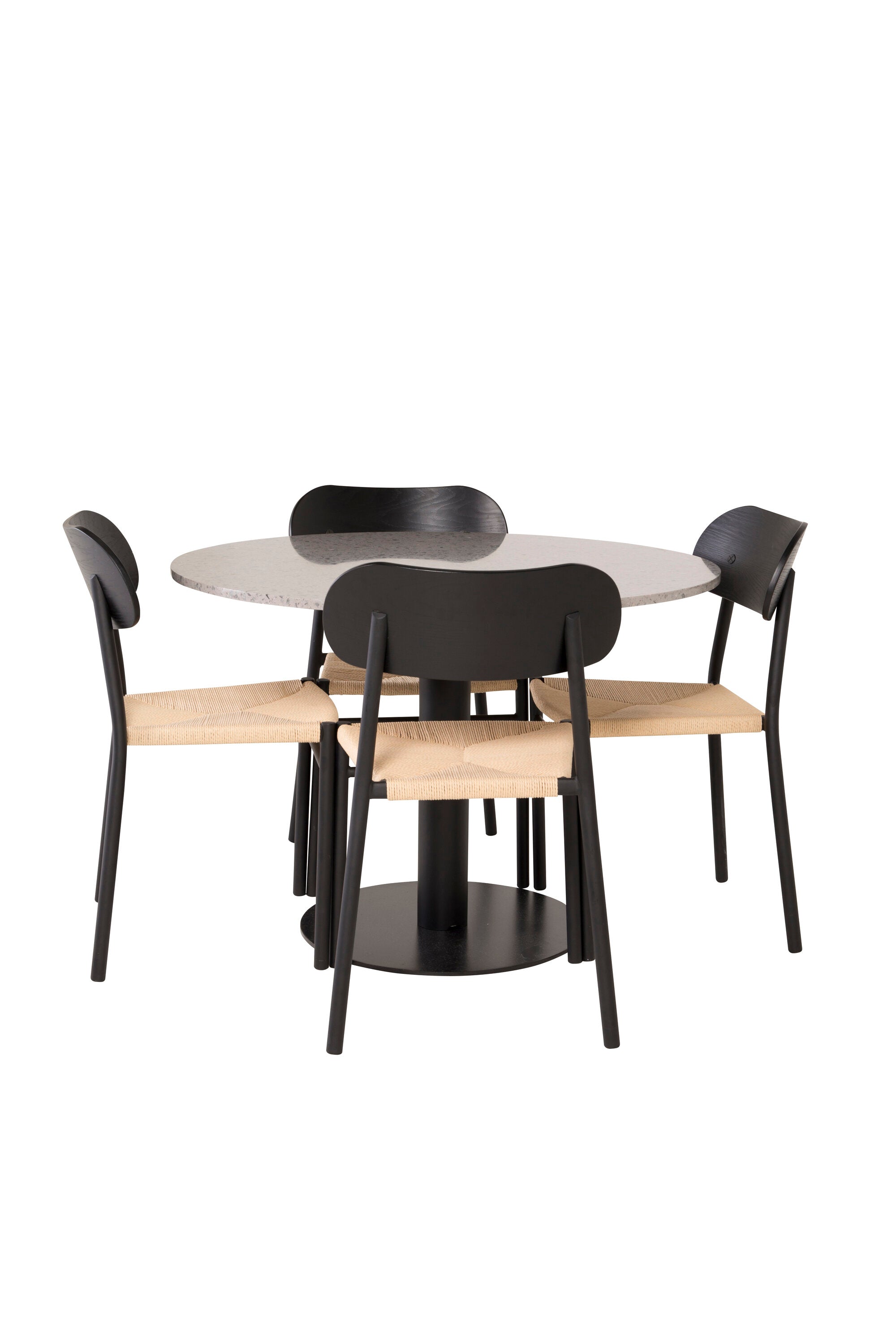 Entdecken Sie das Esszimmer Set Razzia mit Stuhl Polly von Venture Home. Modernes Design, Terrazzo-Oberfläche, Komfort und Stil für Ihr Zuhause.