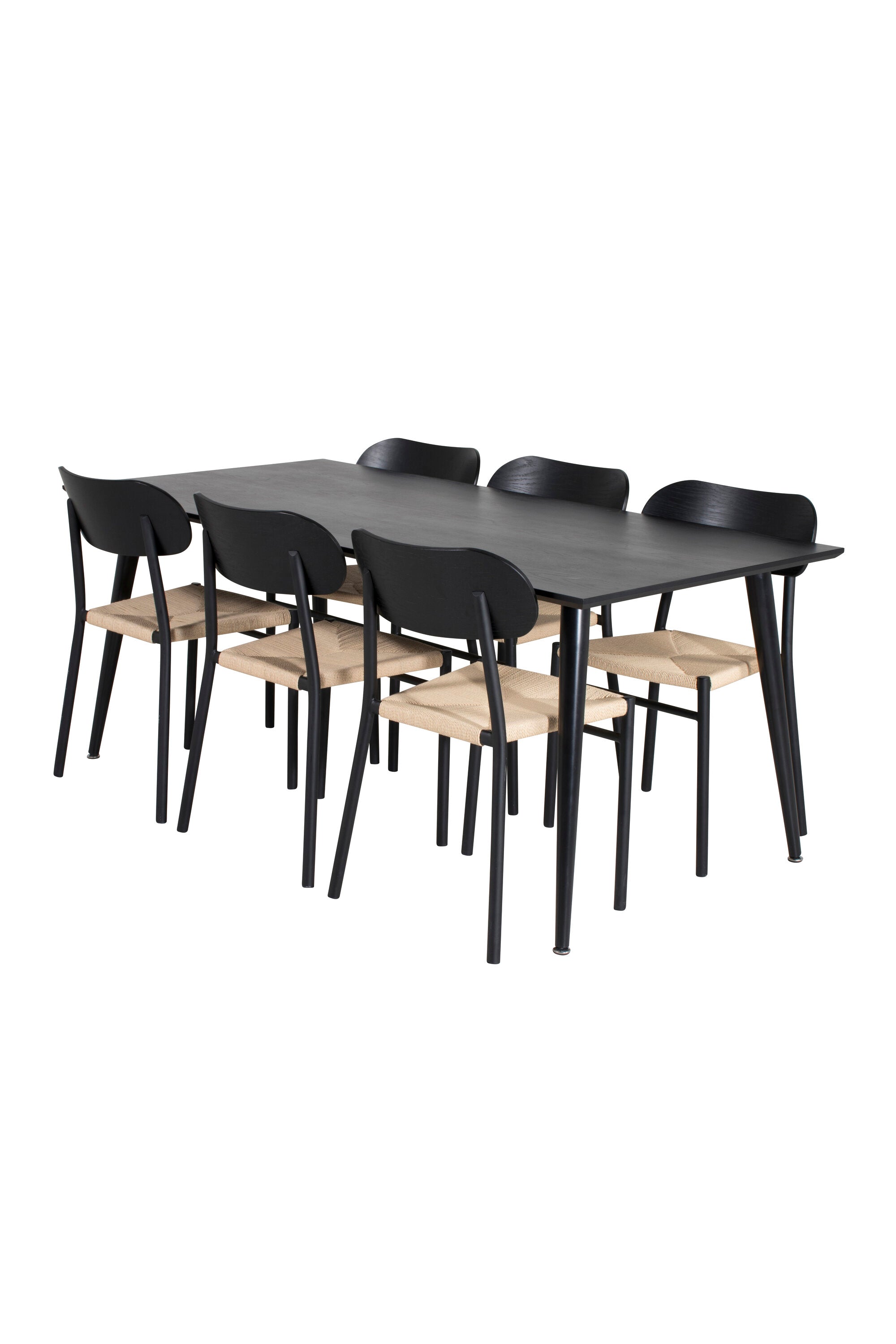 Esszimmer Set Dipp mit Stuhl Polly in Schwarz/Schwarz/Natur präsentiert im Onlineshop von KAQTU Design AG. Esszimmerset ist von Venture Home
