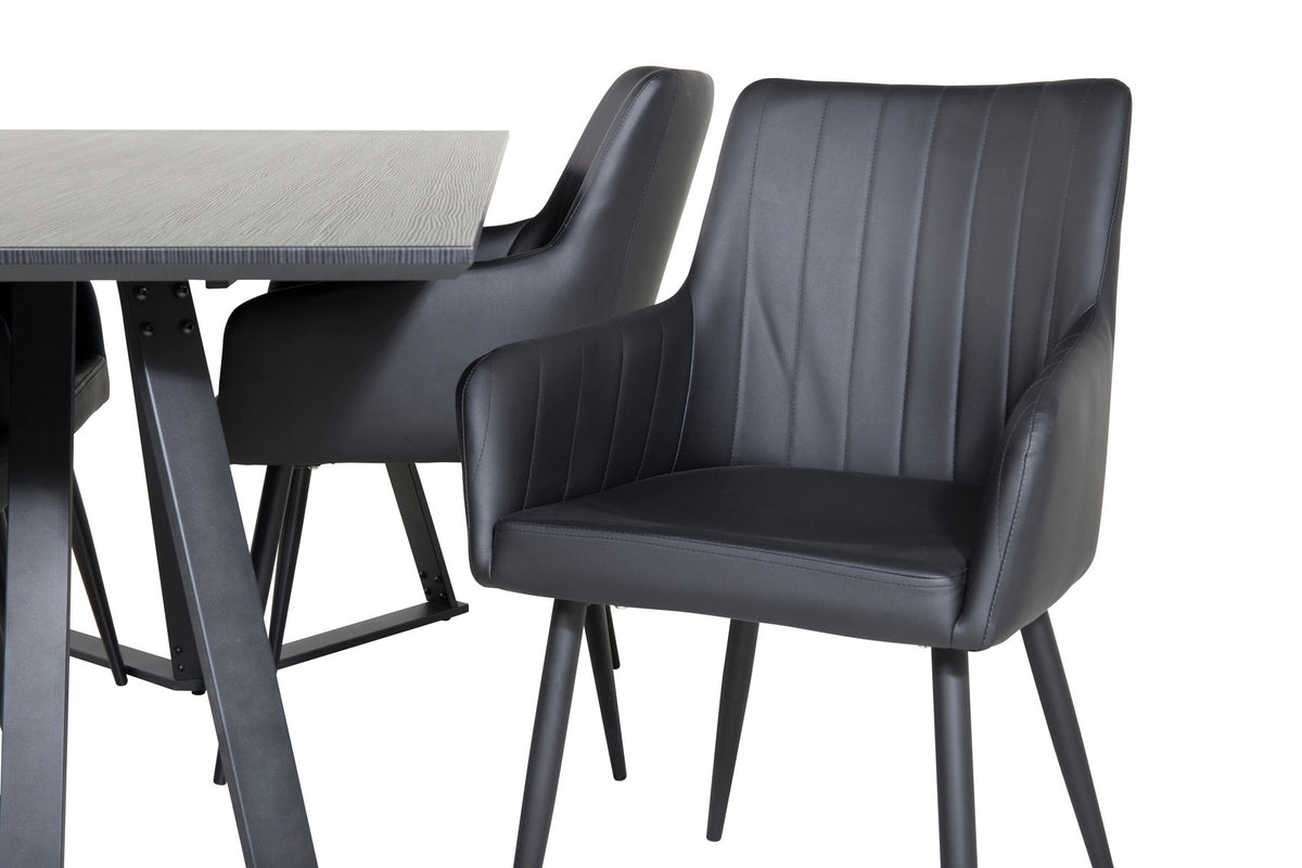 Esszimmer Set Marina mit Stuhl Comfort in Schwarz Schwarz präsentiert im Onlineshop von KAQTU Design AG. Esszimmerset ist von Venture Home