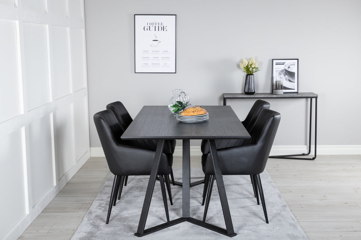 Esszimmer Set Marina mit Stuhl Comfort in Schwarz Schwarz präsentiert im Onlineshop von KAQTU Design AG. Esszimmerset ist von Venture Home