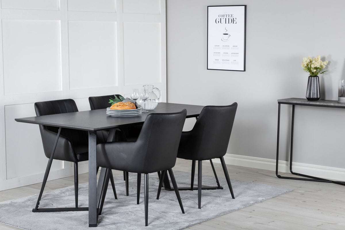 Esszimmer Set Marina mit Stuhl Comfort in Schwarz Schwarz präsentiert im Onlineshop von KAQTU Design AG. Esszimmerset ist von Venture Home