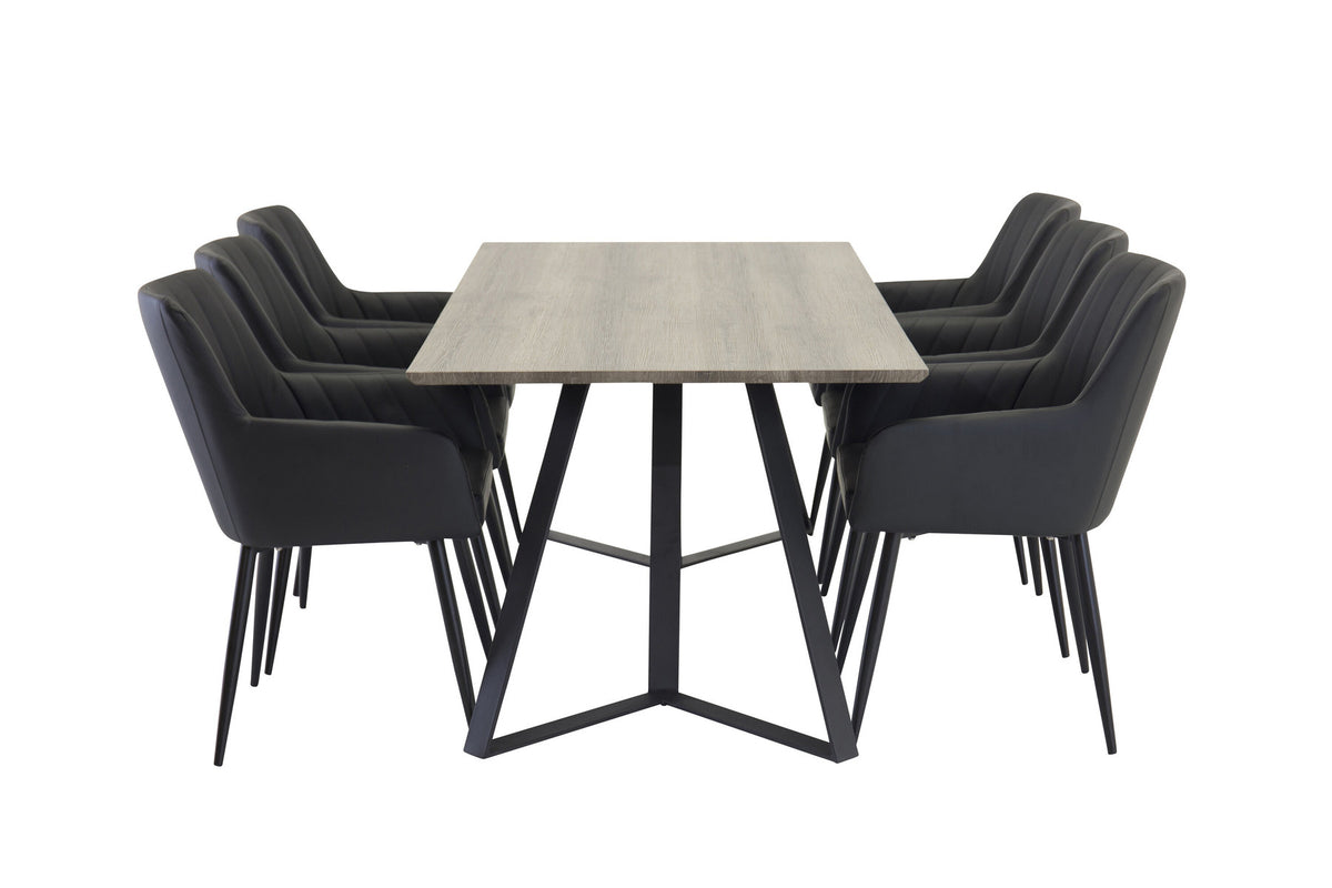 Esszimmer Set Marina mit Stuhl Comfort in Grau schwarz präsentiert im Onlineshop von KAQTU Design AG. Esszimmerset ist von Venture Home