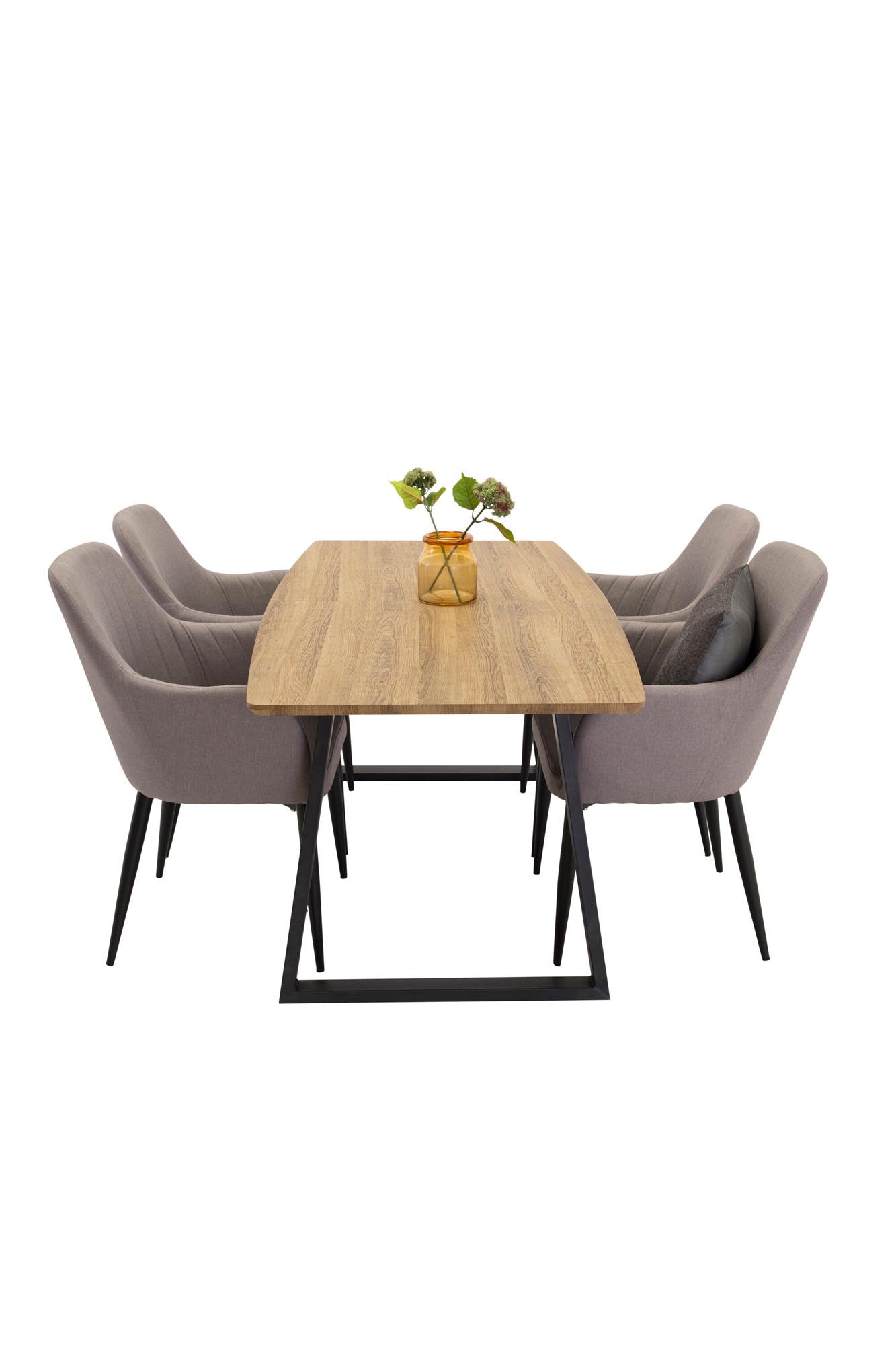 Esszimmer Set Inca mit Stuhl Comfort in Natur/Schwarz/Grau präsentiert im Onlineshop von KAQTU Design AG. Esszimmerset ist von Venture Home